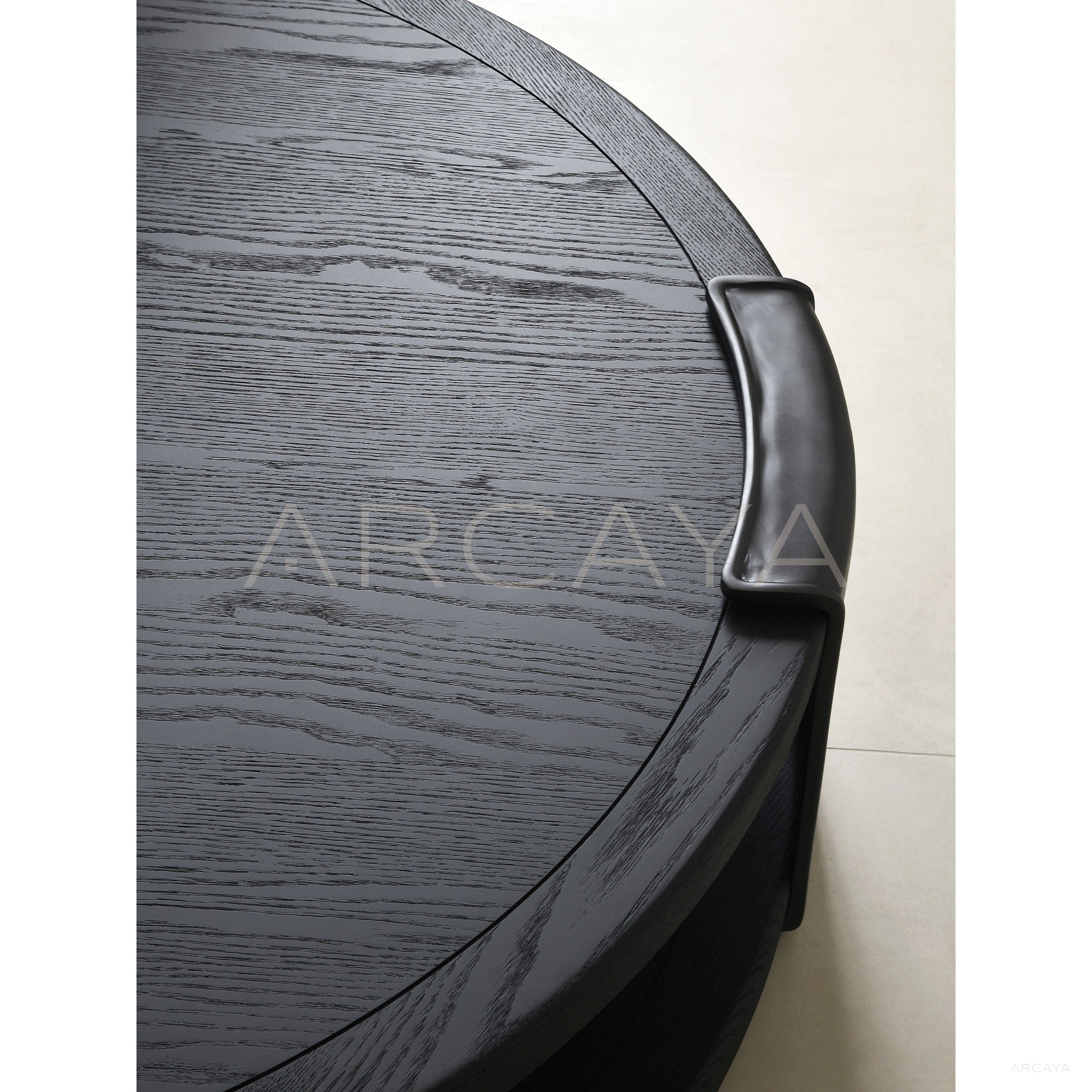 Old Money Brass Oak Round Side Table - scene