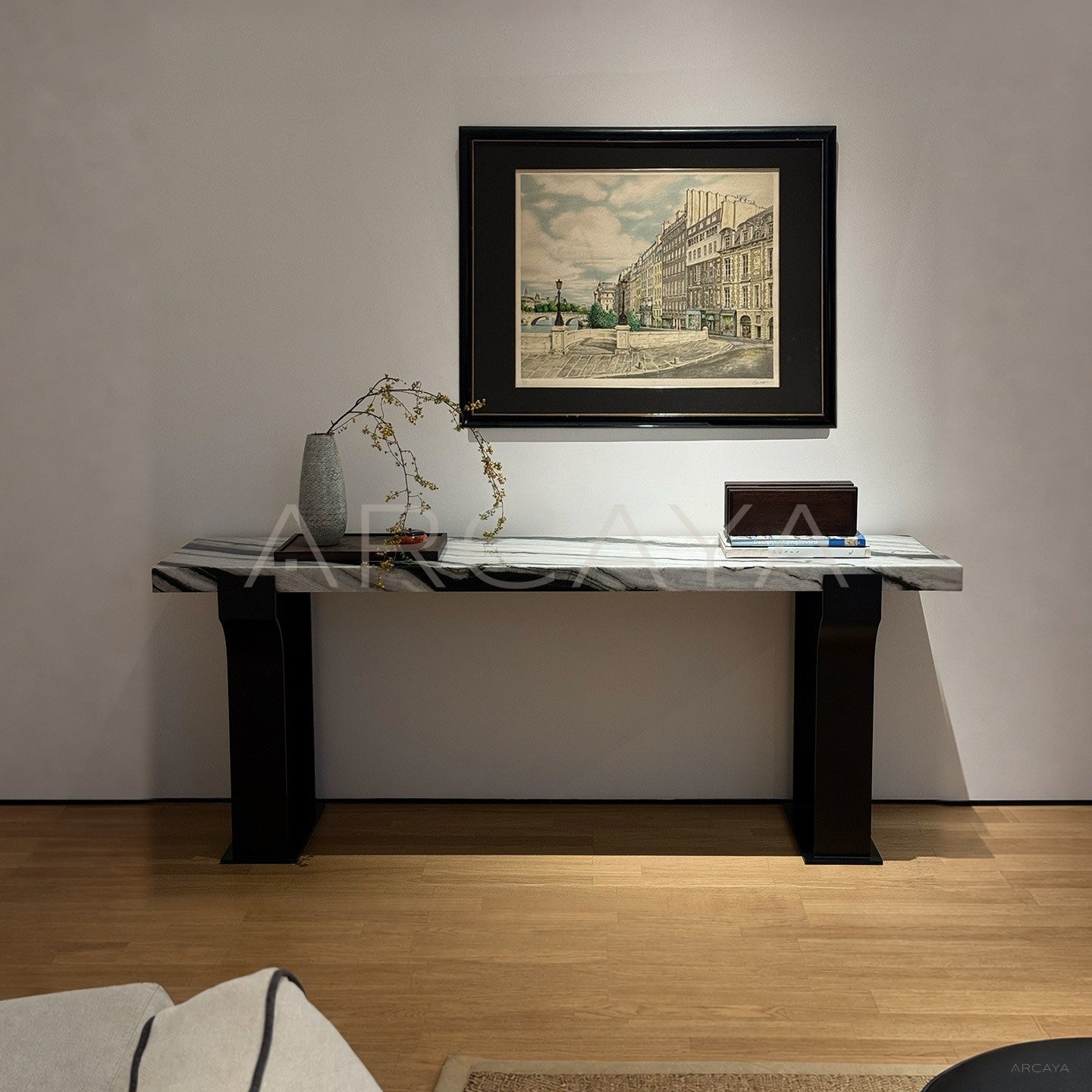 Black White Textured Entryway Table