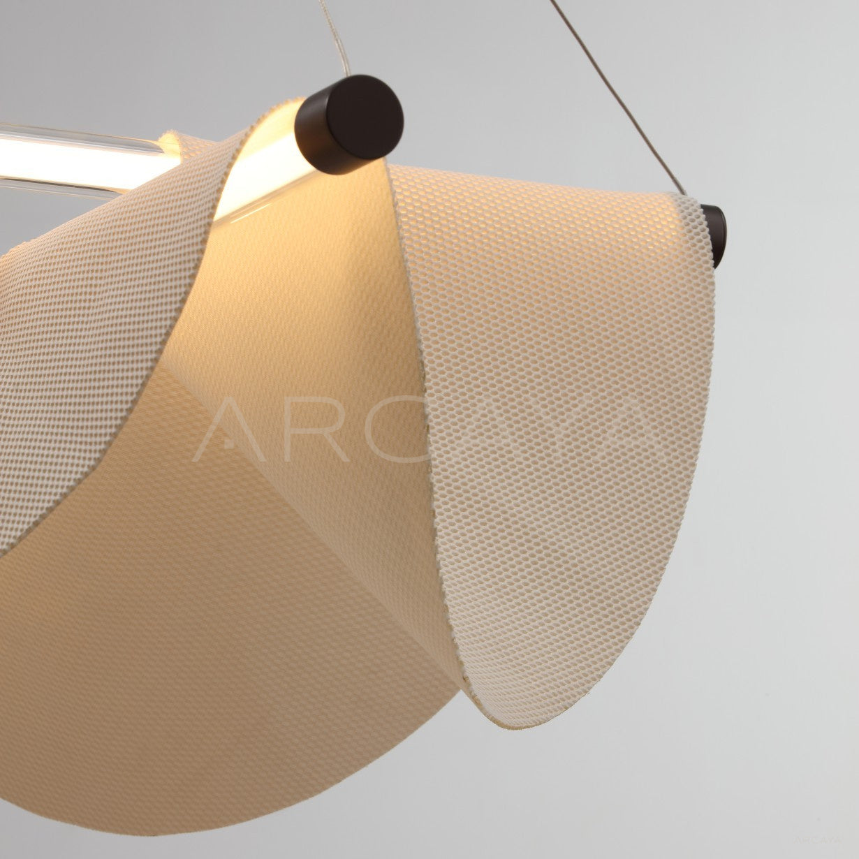 Cream Fabric Pleated Double Pendant Light 80643