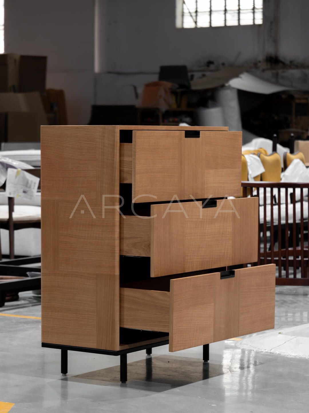 Natural Wood Mid Century Cabinet - scene