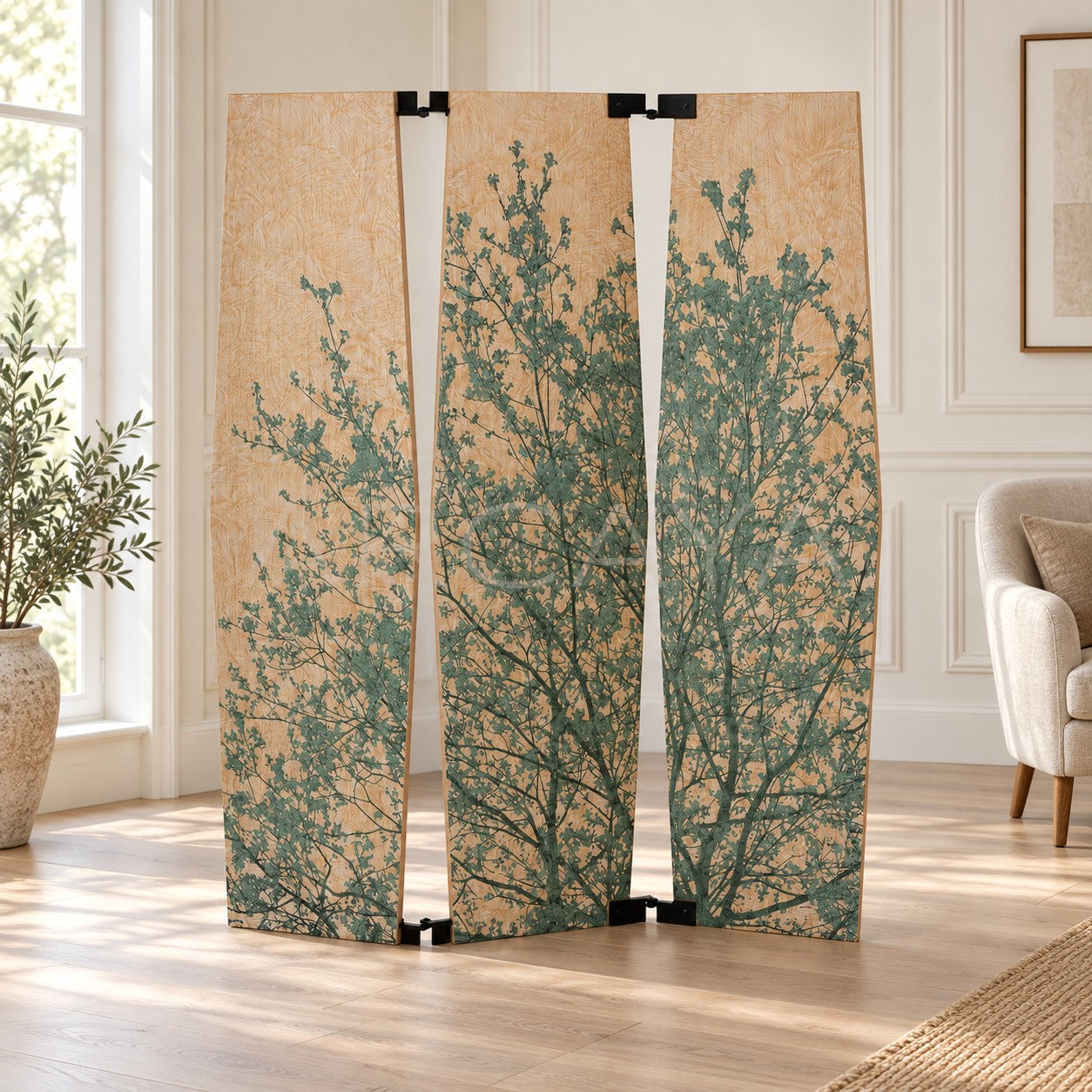 French Mid Century Nature Folding Screen - main