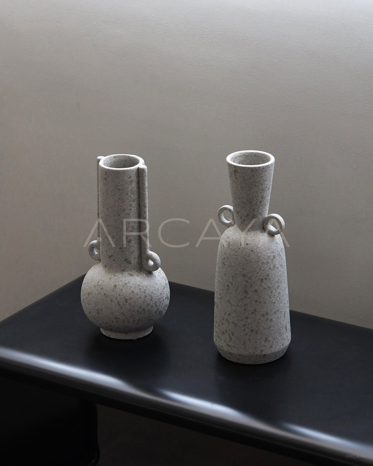 Double Ear Wabi Sabi Ceramic Vase Desktop - scene