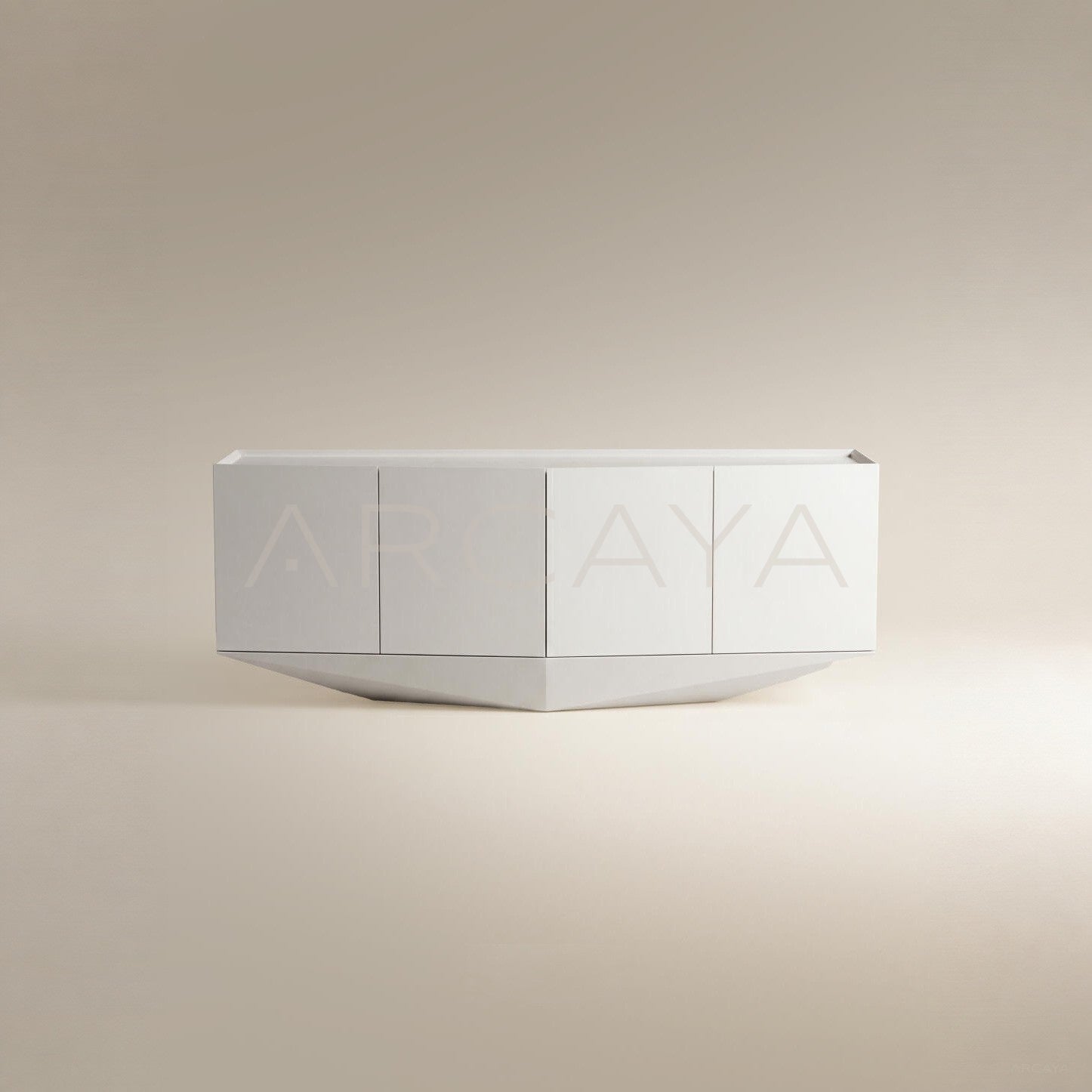Pure White Matte Pyramid Base Four Door Sideboard - main