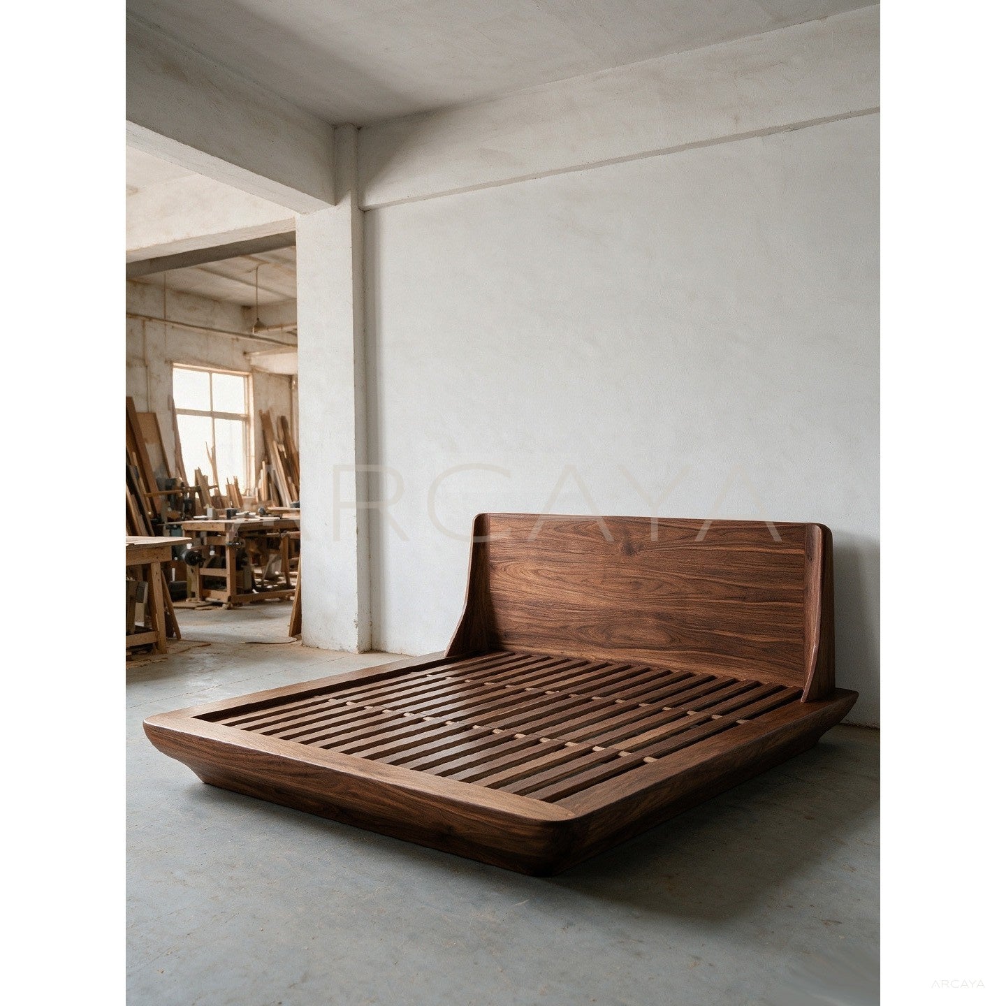 Floating Platform Teak Bed - scene