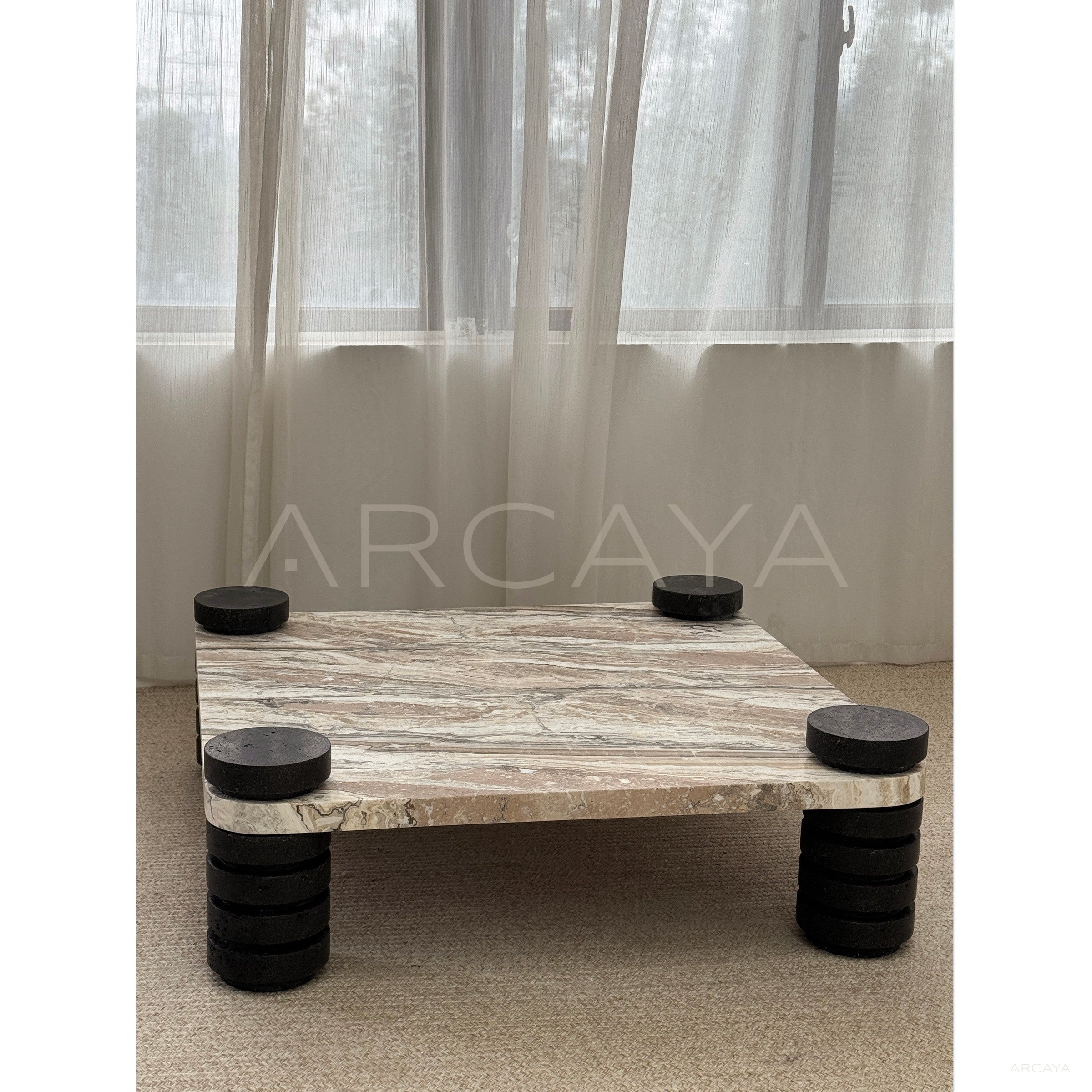 Travertine Pattern Small Side Table - scene