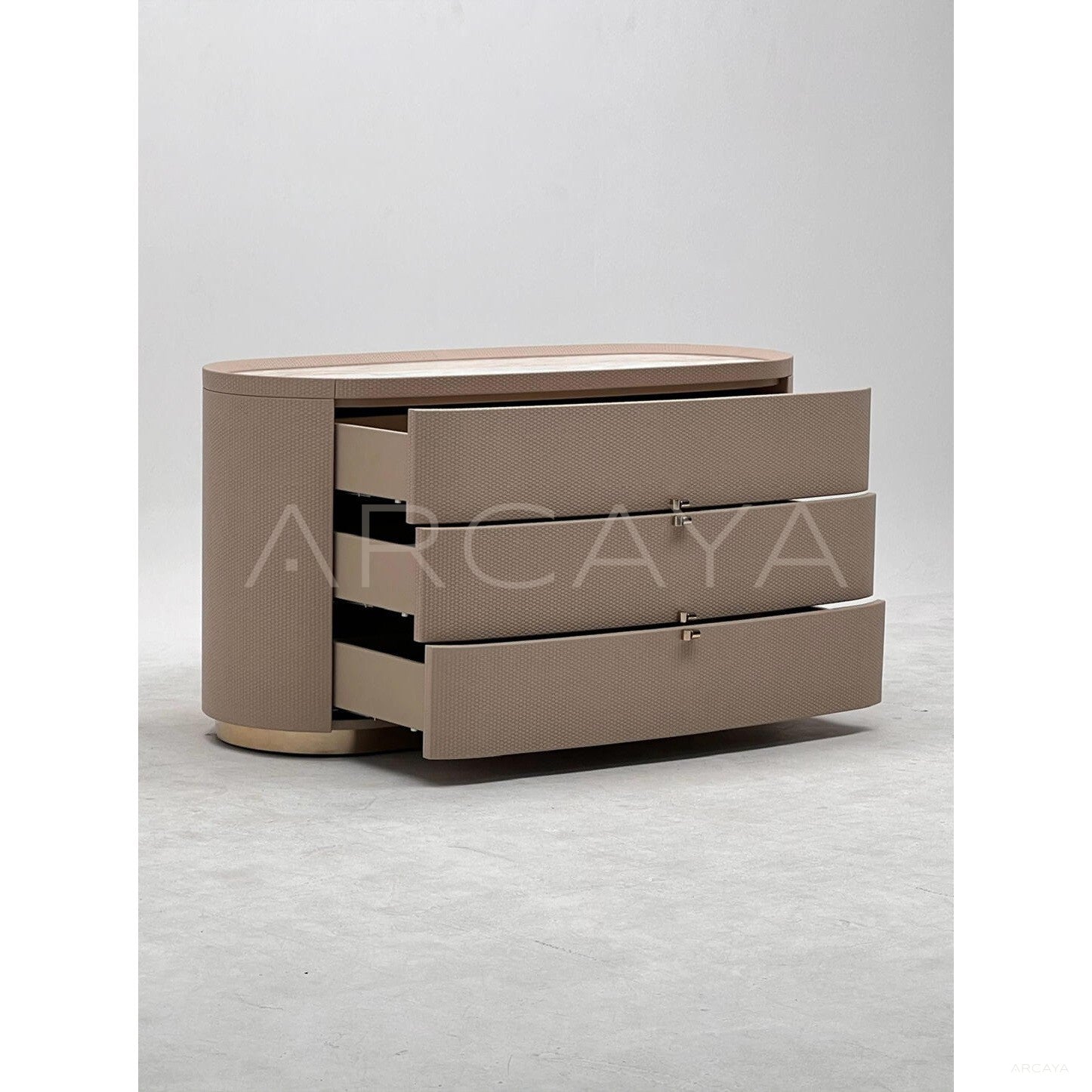 Woven Leather Matte Gold Chest Of Drawers - scene