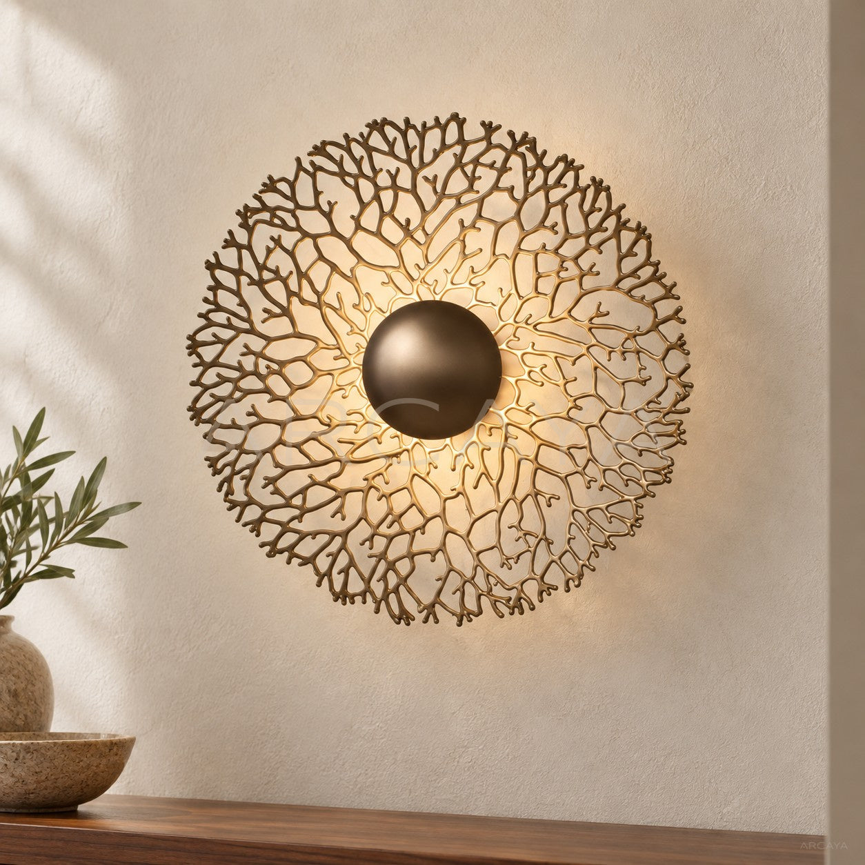 Gold Coral Lace Round Wall Light 80561