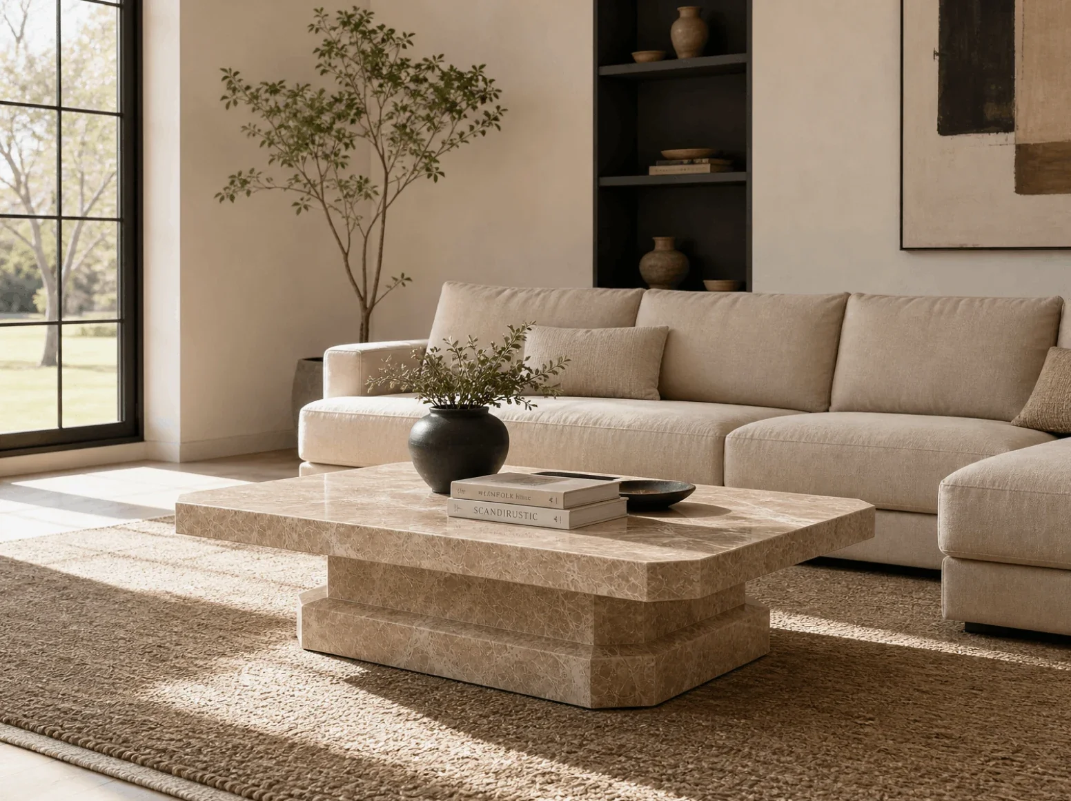 Stone Tables in a styled room