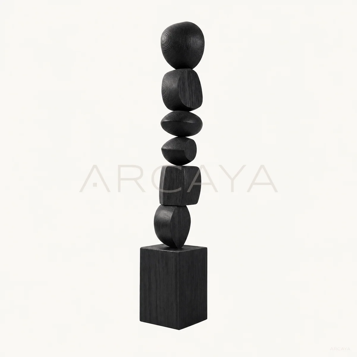 Black Stacked Wood Totem