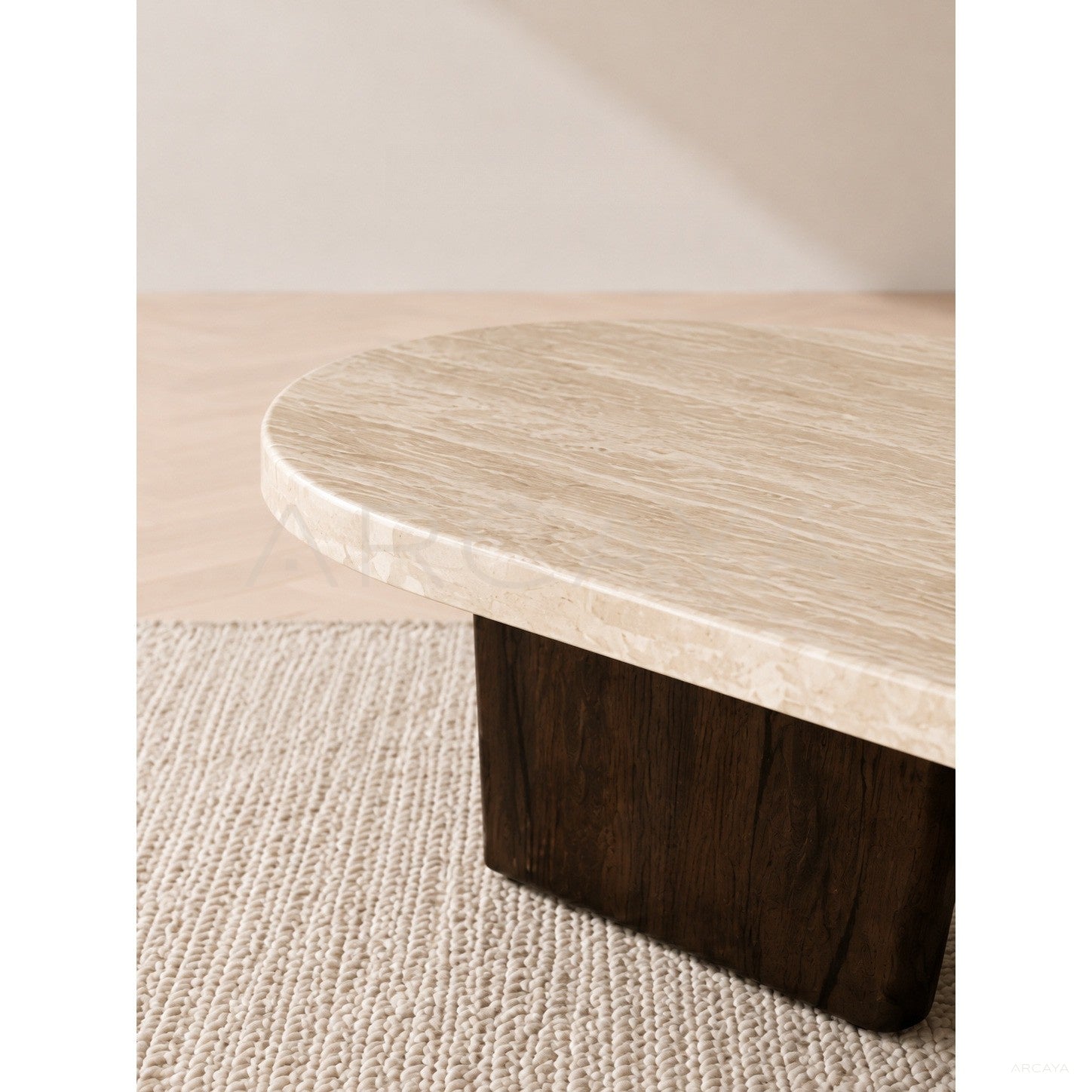 Cream Style Travertine Coffee Table - scene
