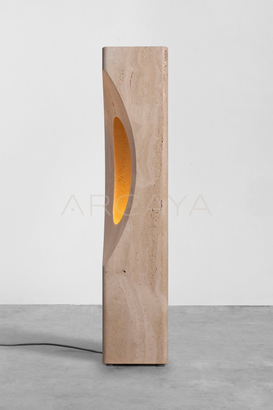 Cor Roman Travertine Illuminated Totem Sculpture - scene