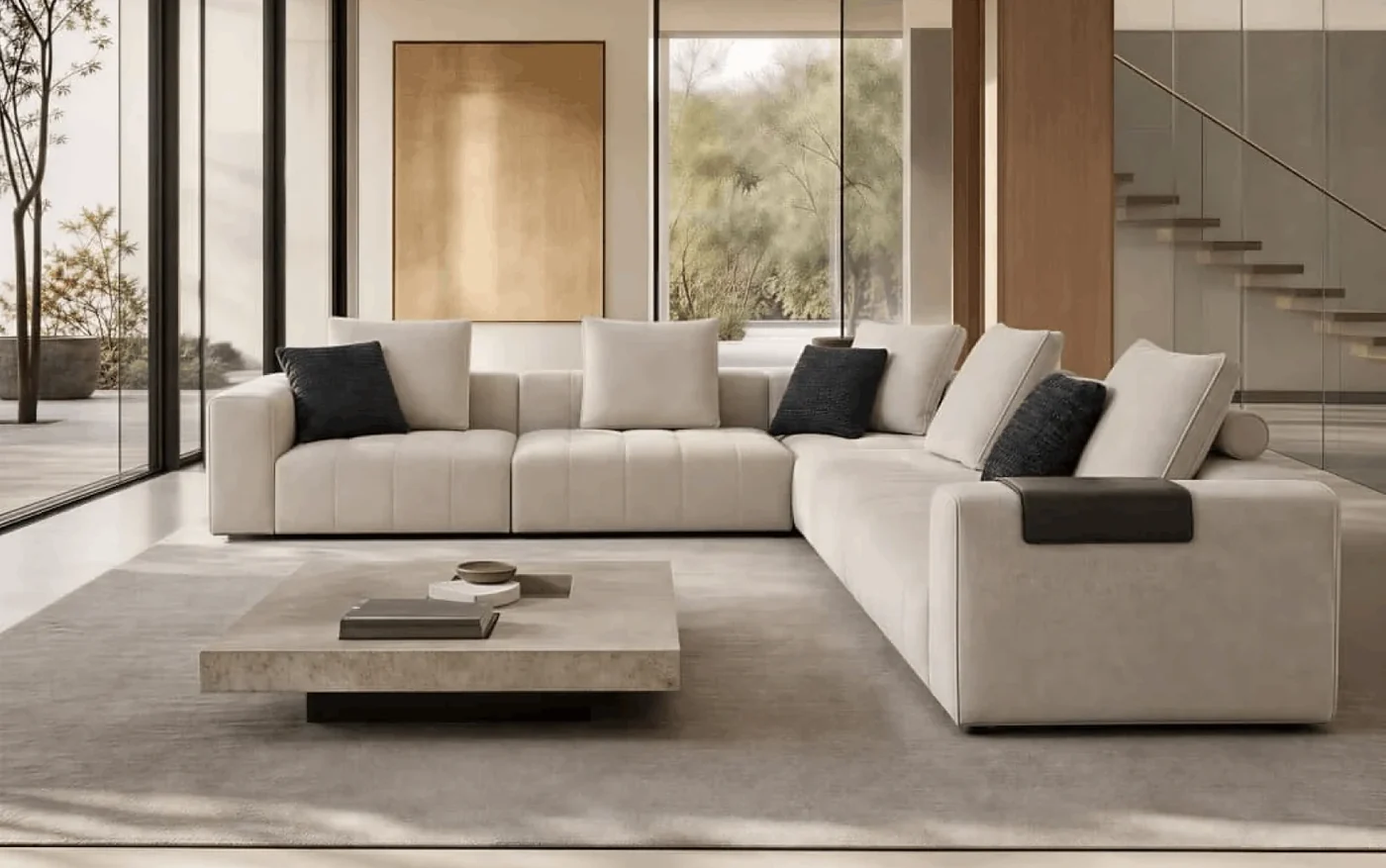Clean-lined straight sofas collection