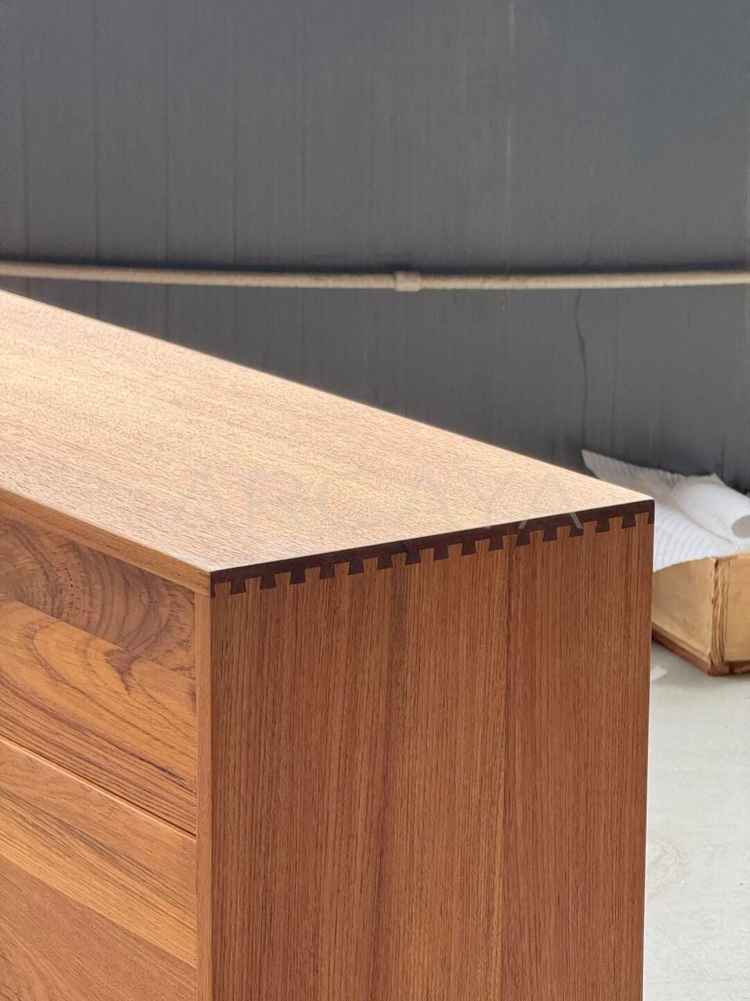 Burmese Teak Nine Drawer Chest - detail