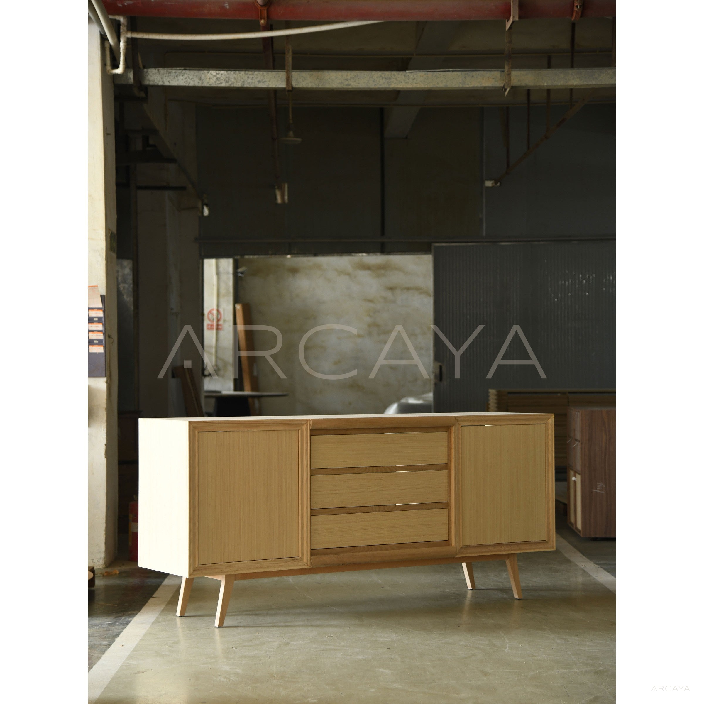 Vintage Minimalist Black Gloss Sideboard - scene