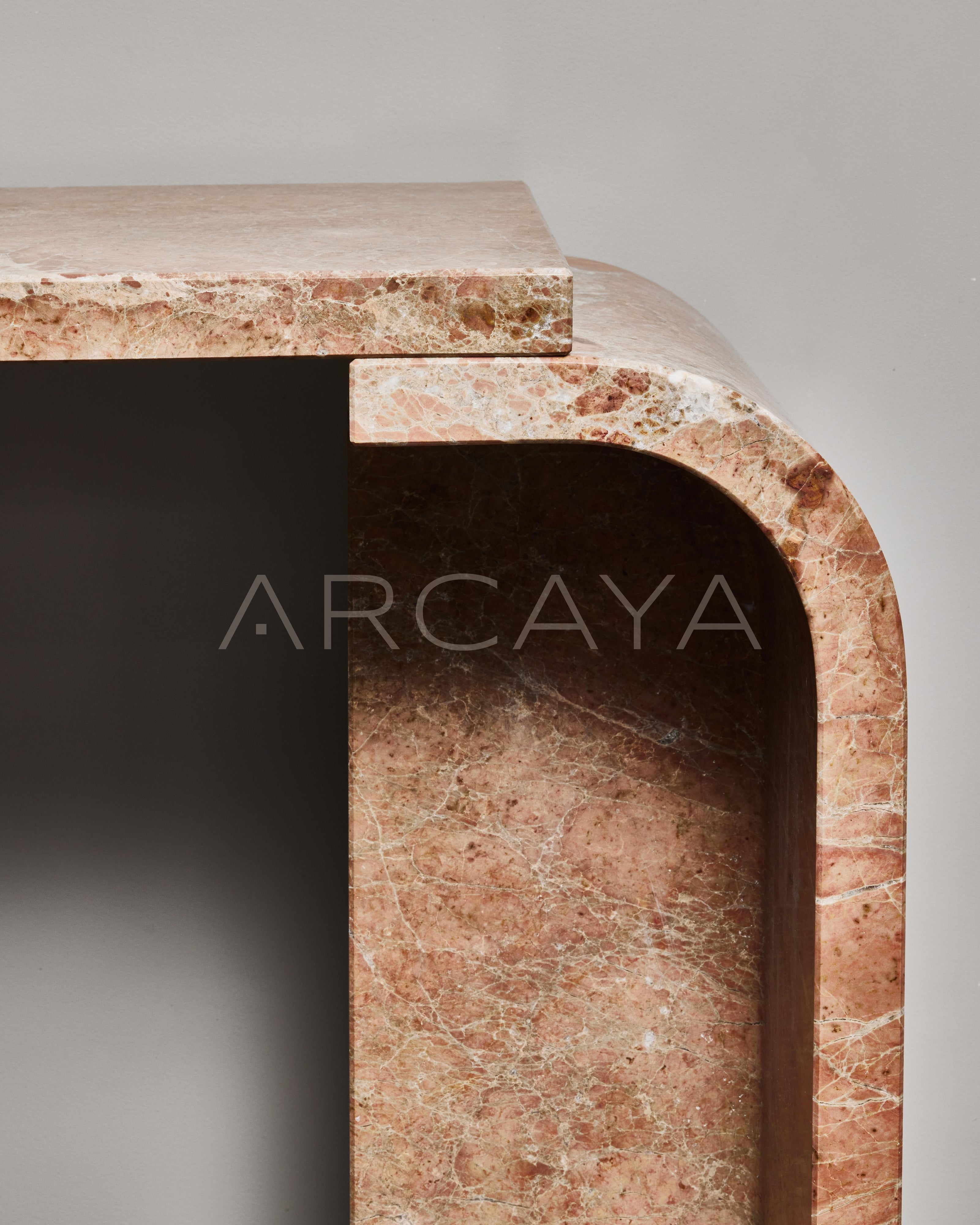 Dusk Cloud Marble Curved Console Table - scene