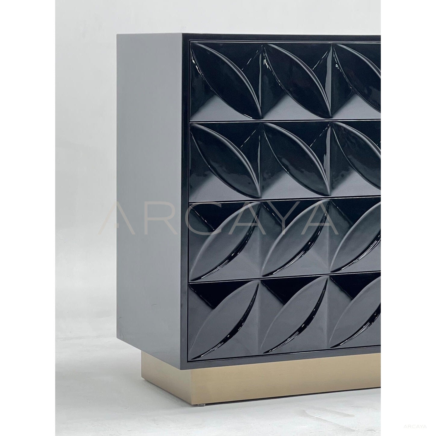 Black 3D Relief Four Drawer Chest - scene
