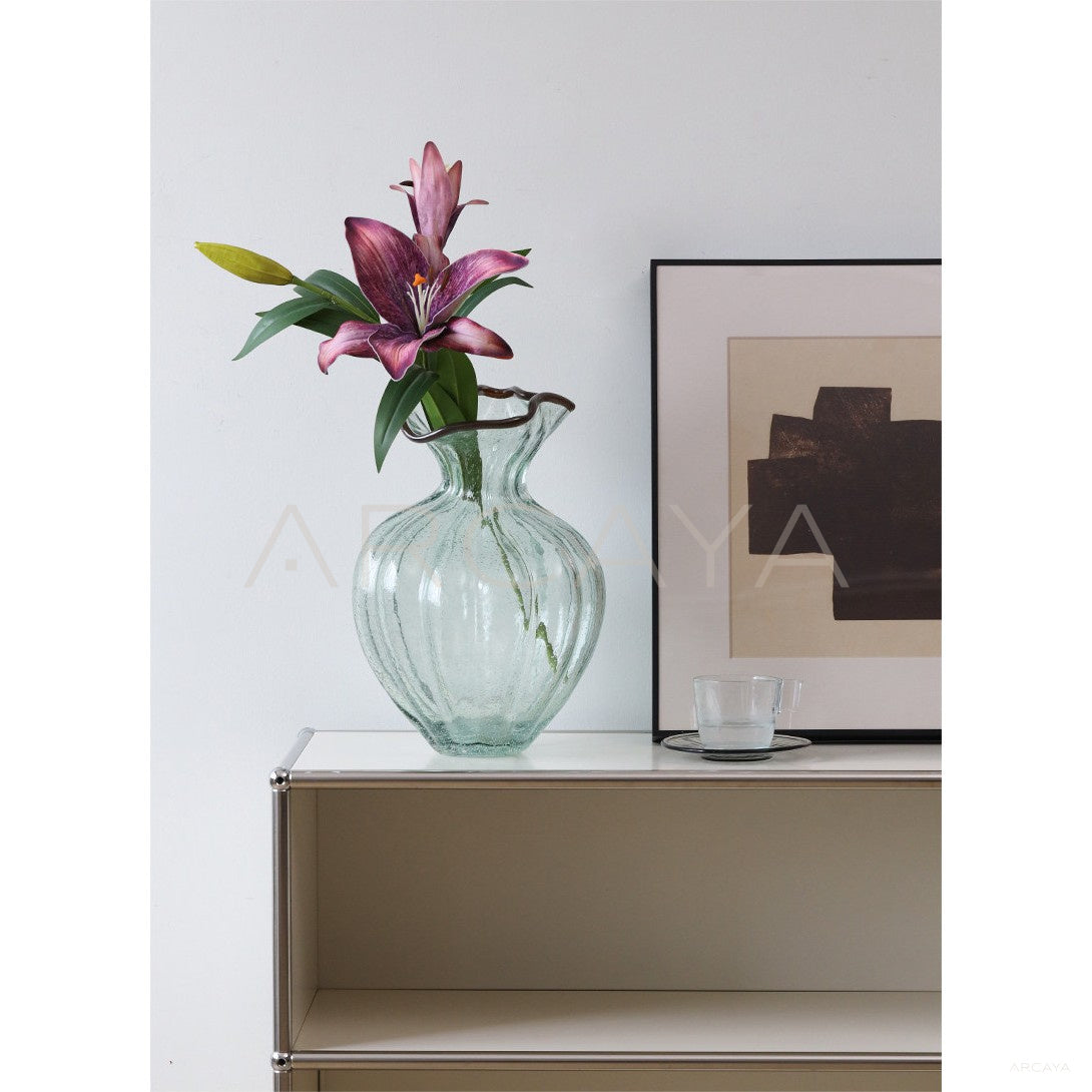 Clear Glass Large Floor Vase Vintage - scene