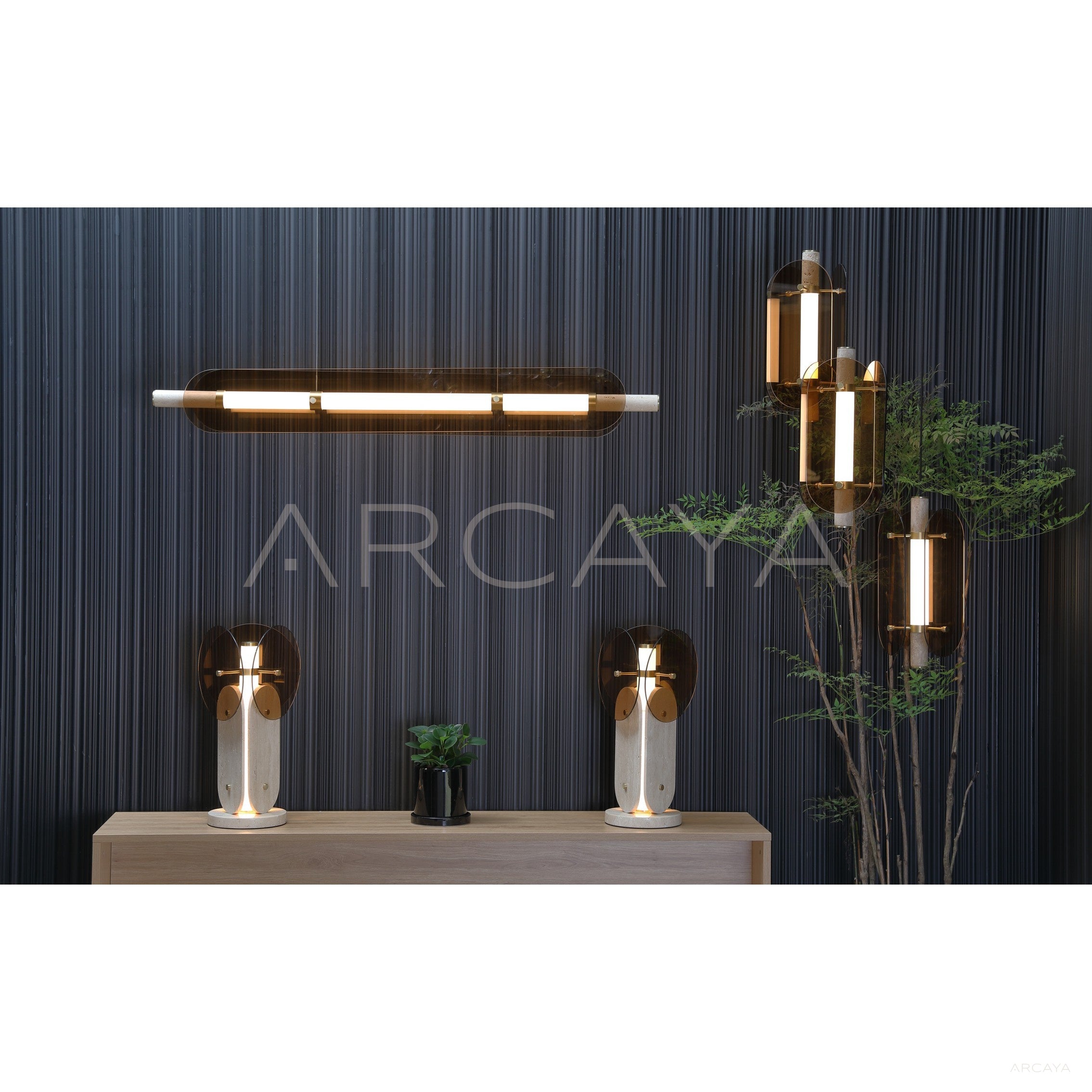 Amber Three Wing Pendant Light 21955 - scene
