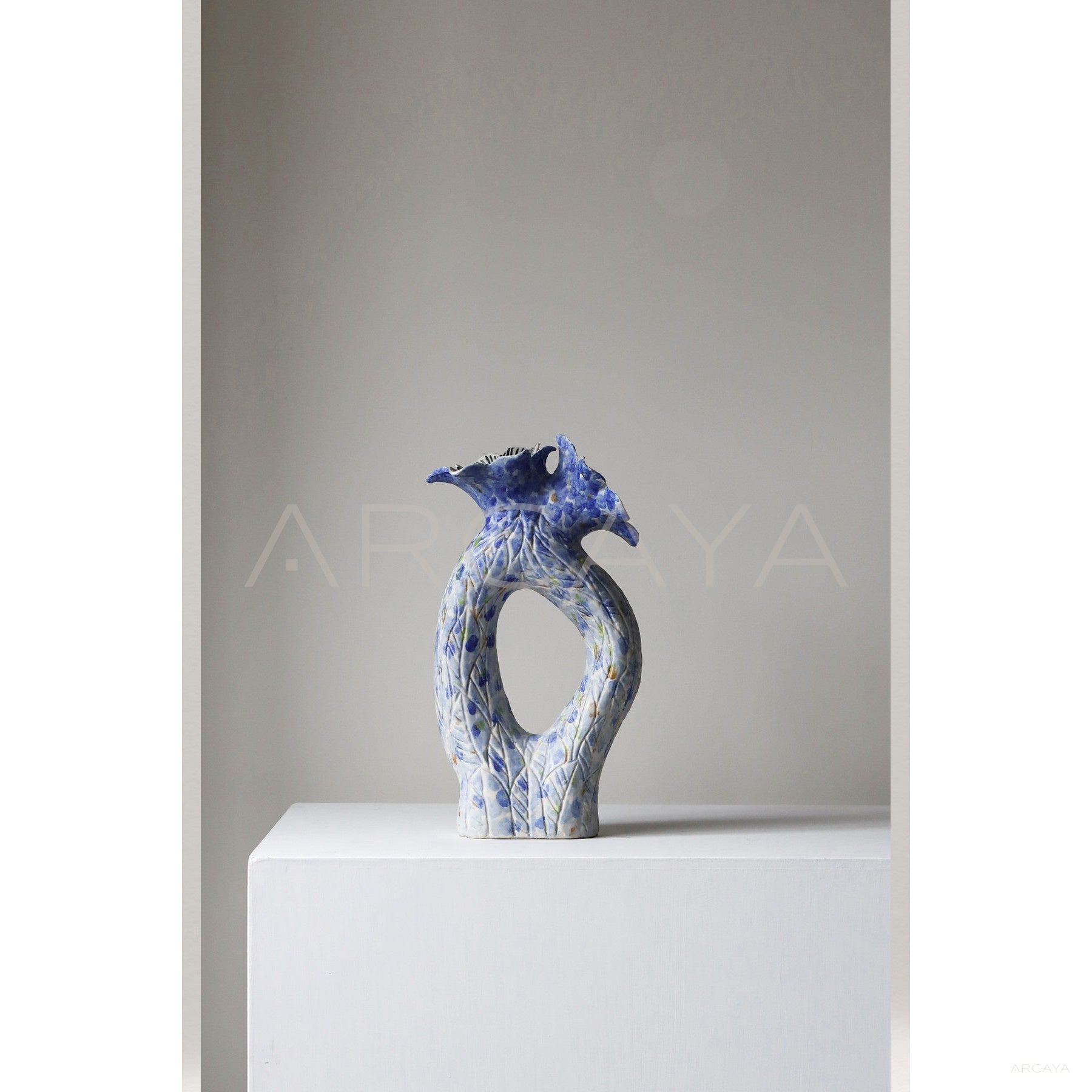 Wabi Sabi Blue Hollow Ceramic Vase - scene
