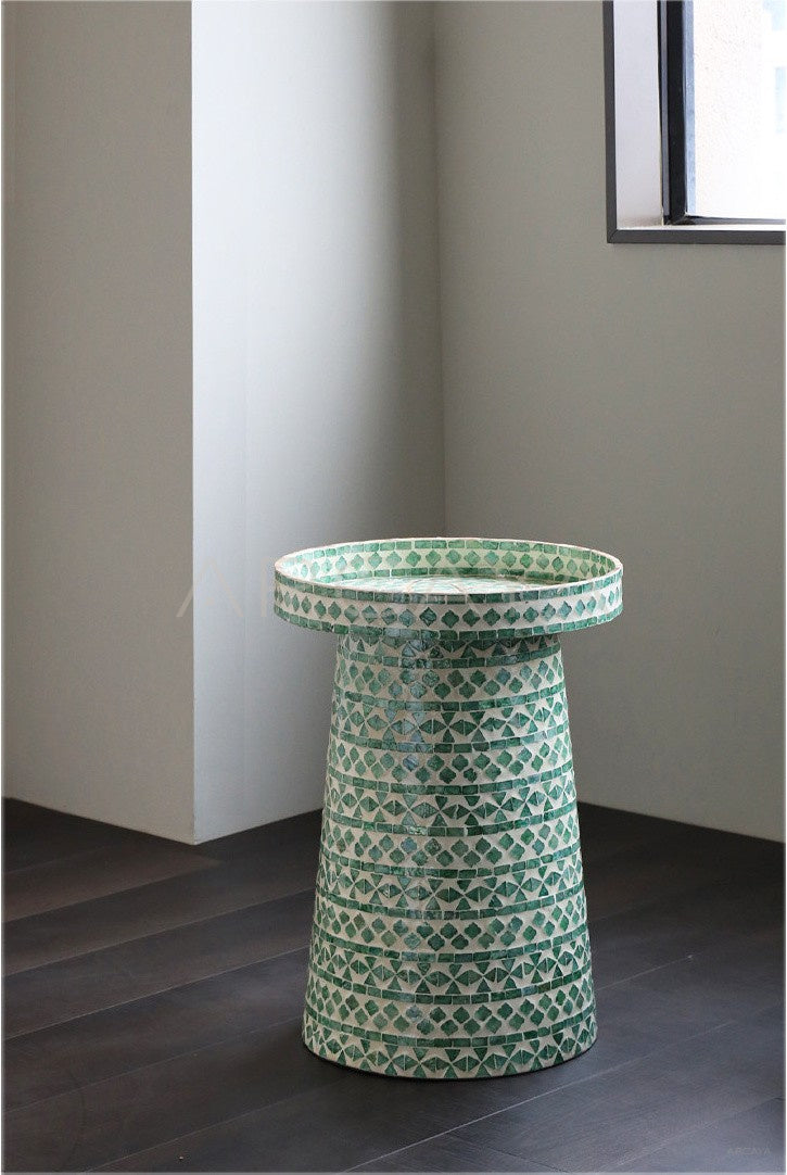 Nanyang Shell Inlay Mobile Side Table - scene