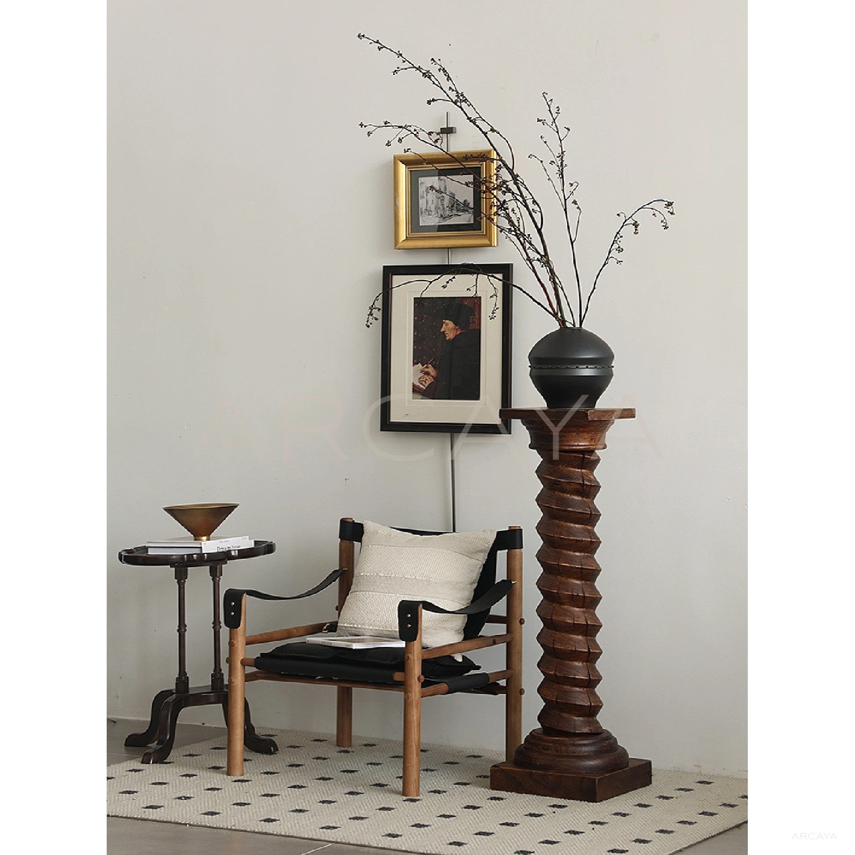 Vintage Spiral Solid Wood Base — Display Pedestals - scene