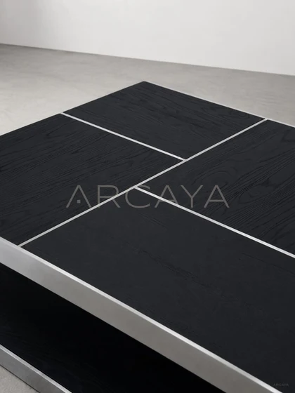Gauguin Brushed Wood Metal Frame Coffee Table - detail
