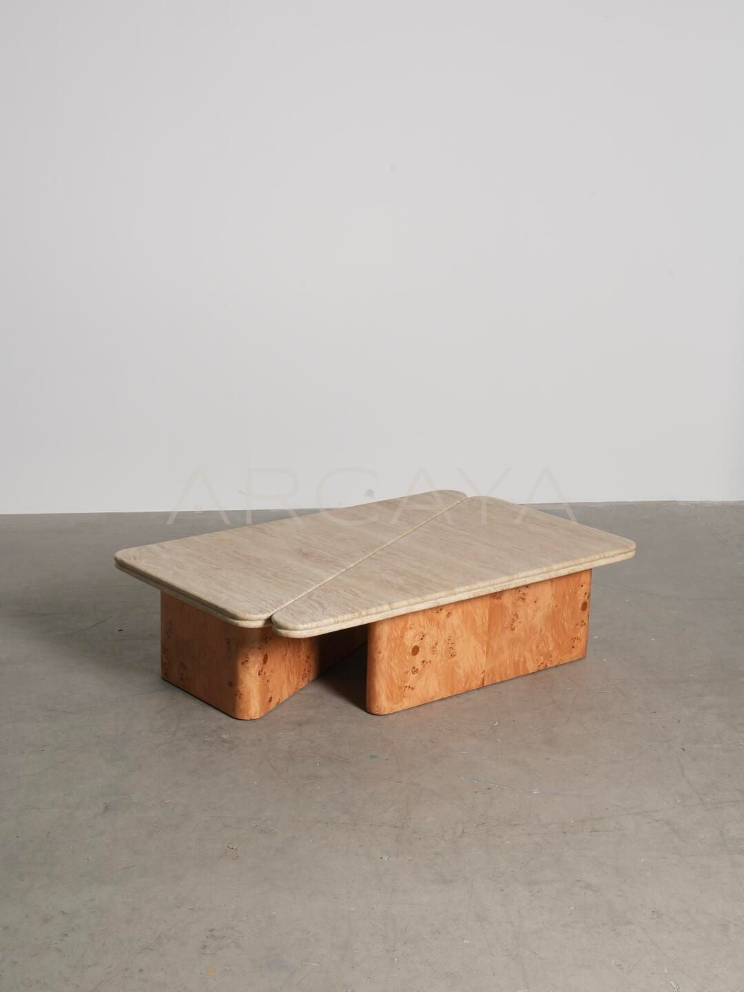 Raw Travertine Burl Coffee Table - scene
