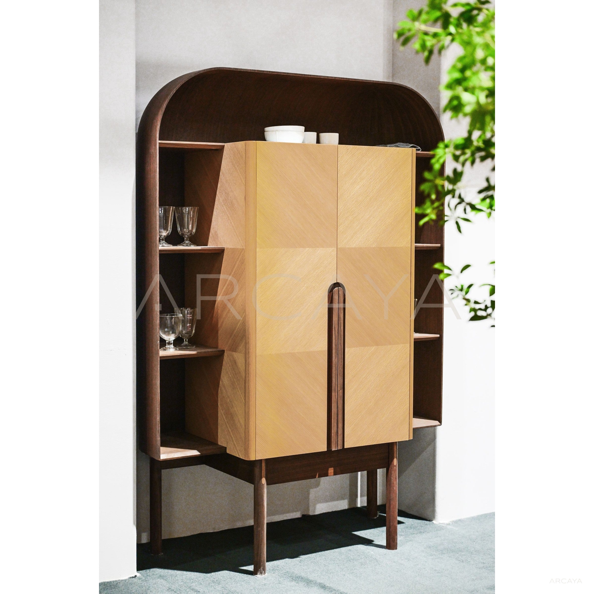 Curved Wine Cabinet With Light