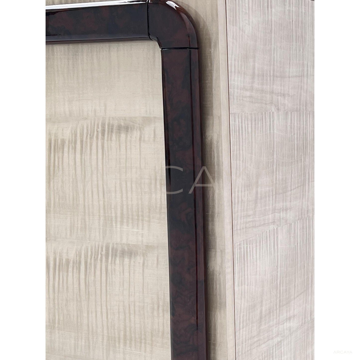 Cream Leather Ebony Curved Frame Six Drawer Chest - scene