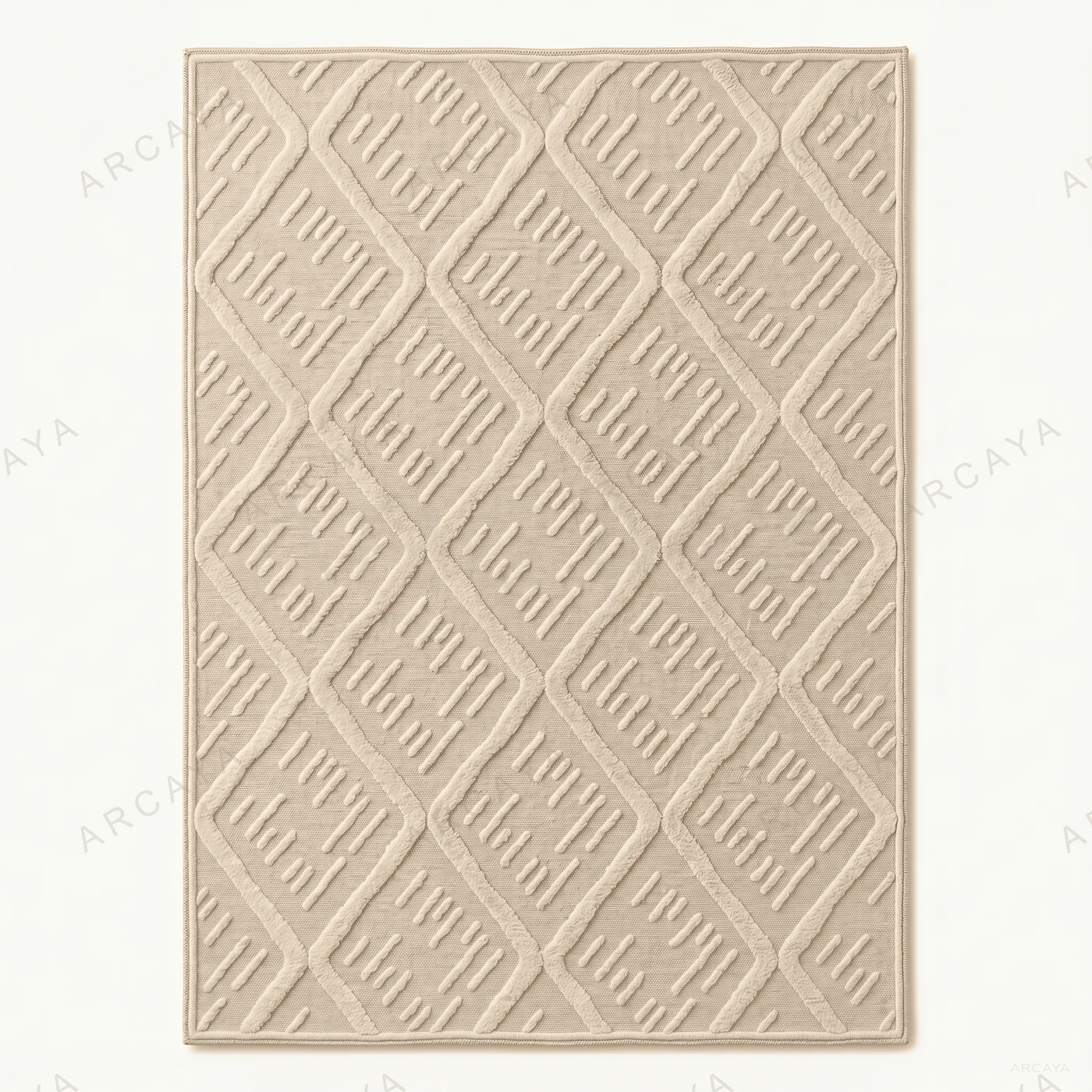 Embossed Diamond Pattern Neutral Tone Rug