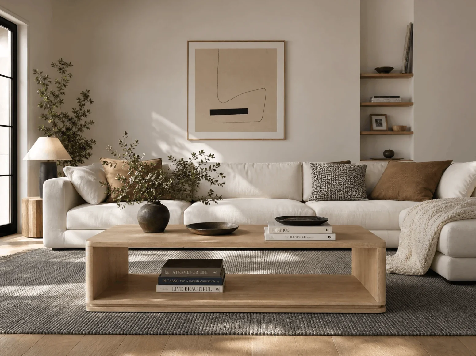 Wood Tables in a styled room