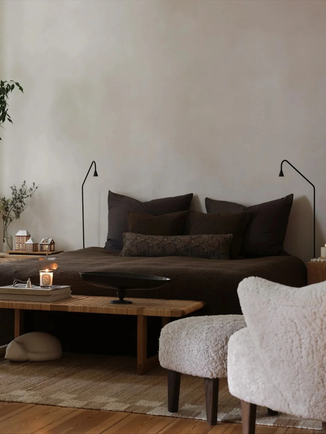 Let texture soften a minimal storage wall