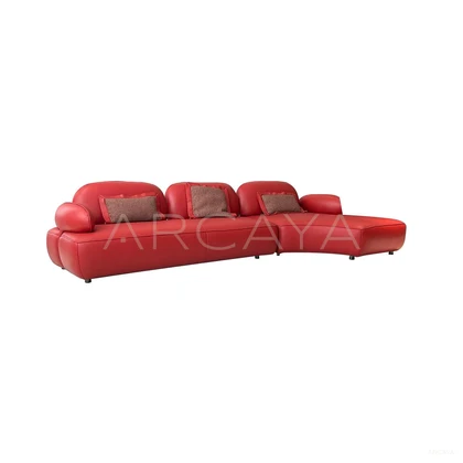 Petra Oak Straight Sofa - product view on a white background 01