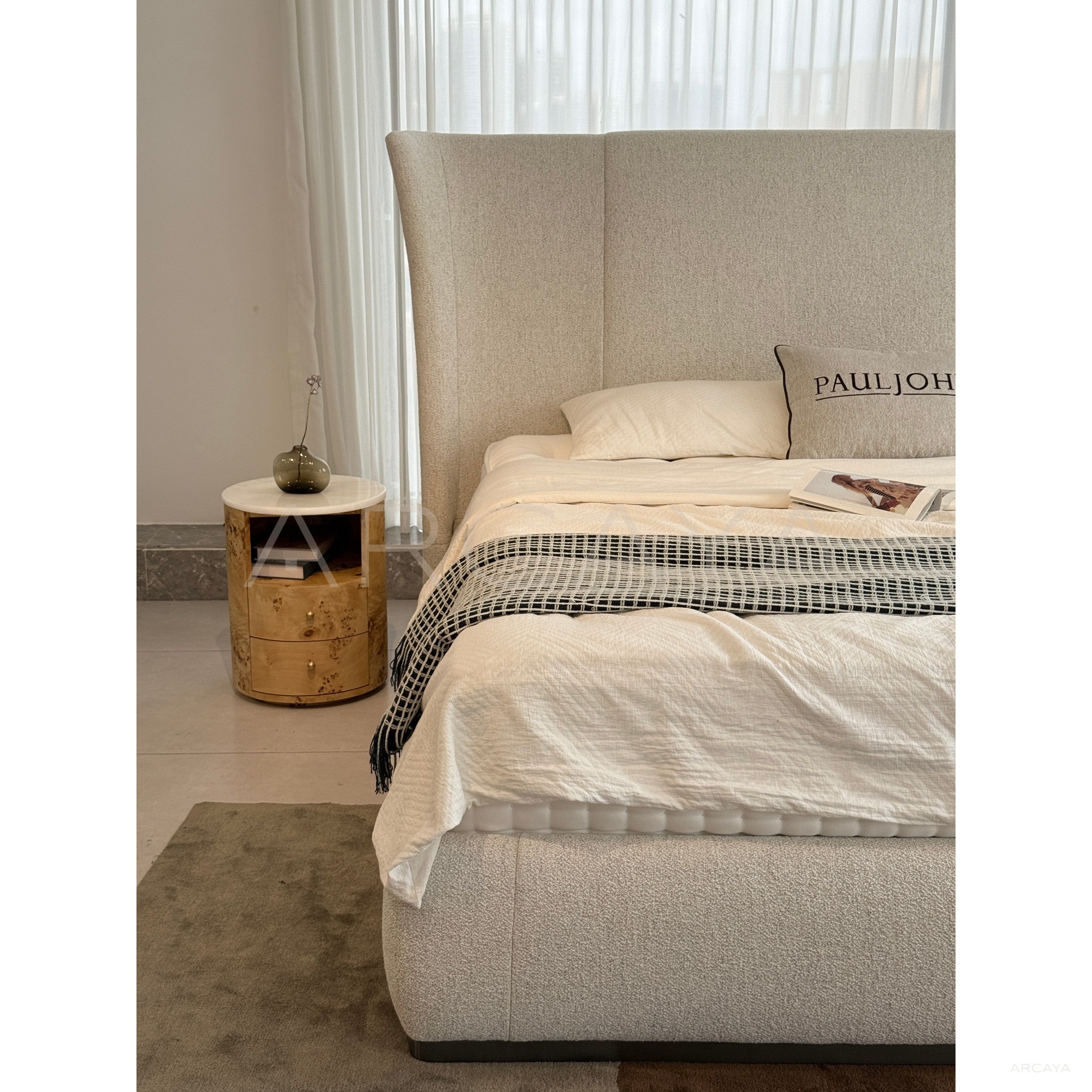 Old Money High Headboard Bed - scene