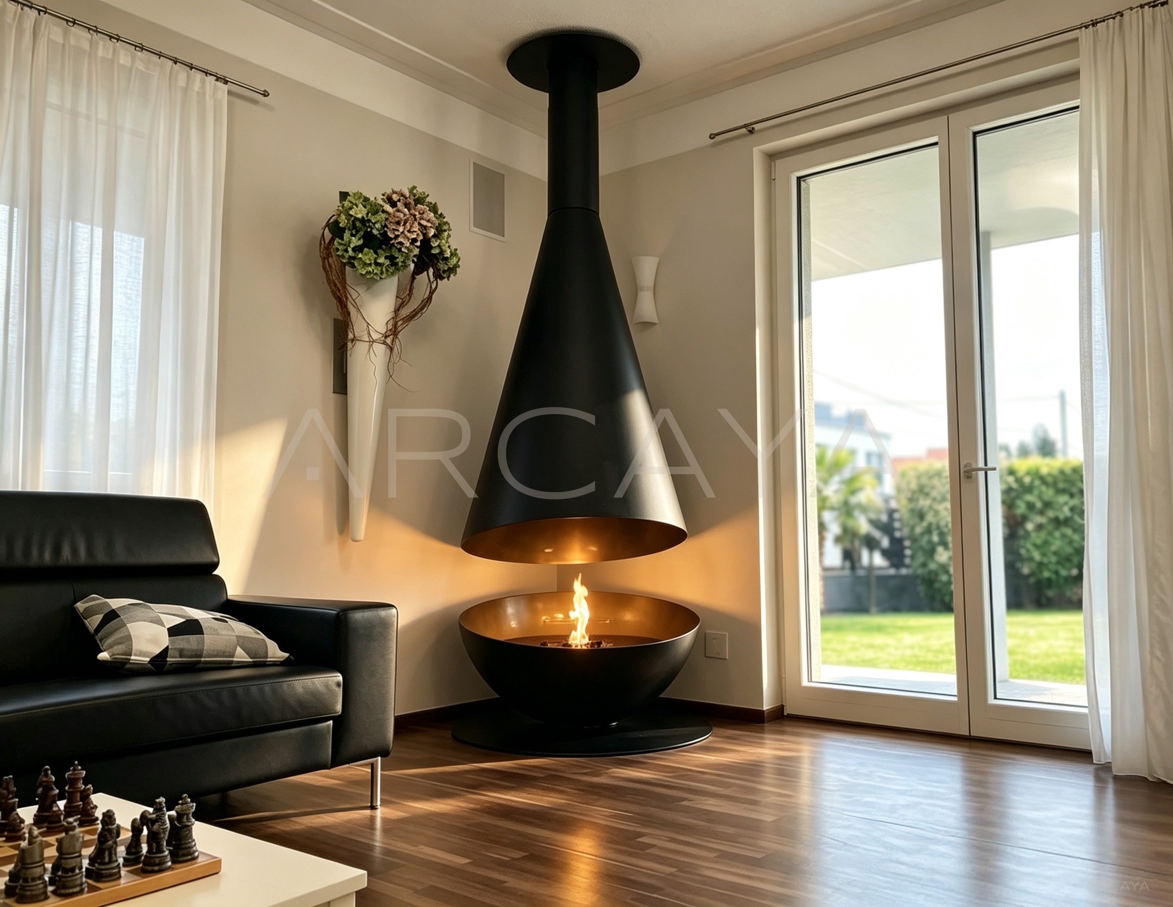 Cone Hanging Bio Ethanol Fireplace - scene