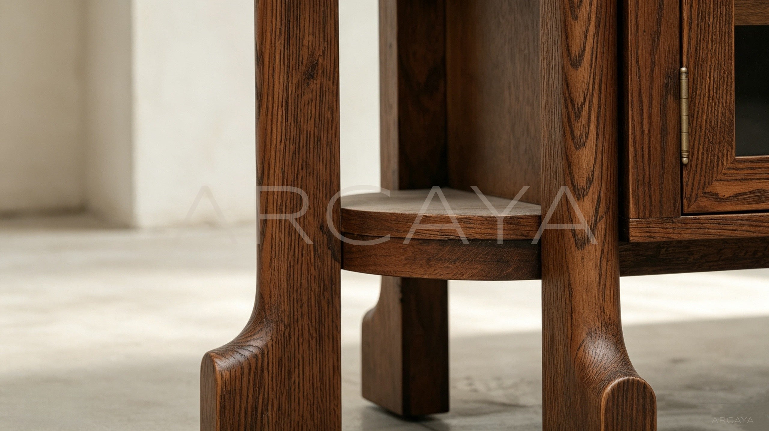 Oak Curved Tv Stand - scene