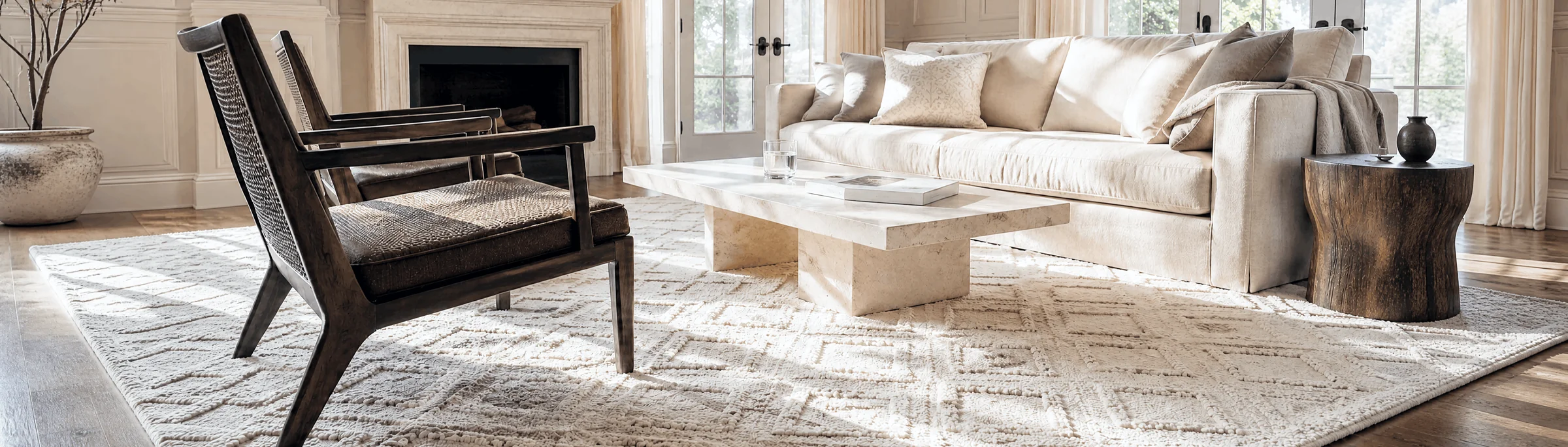 Rugs selected around scale, texture and the furniture above them.
