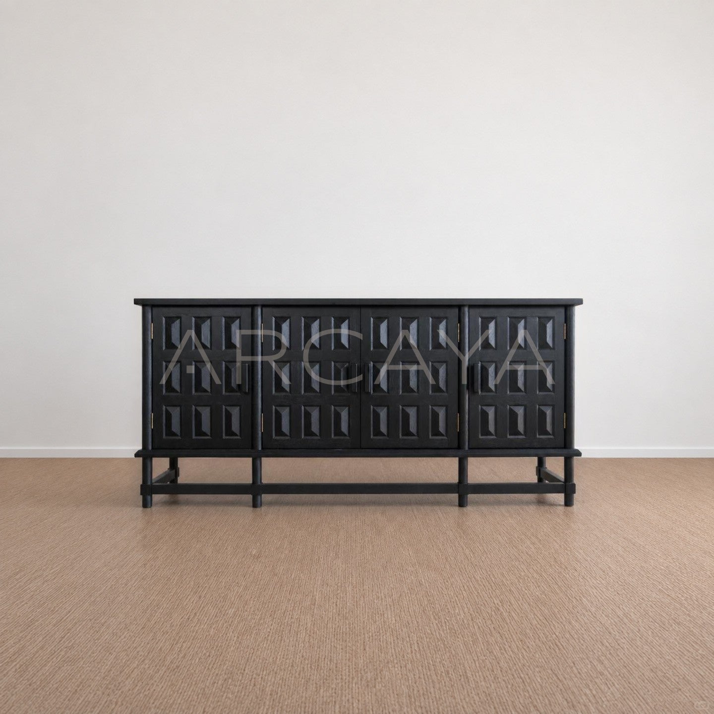 Grid Relief Four Door Cabinet