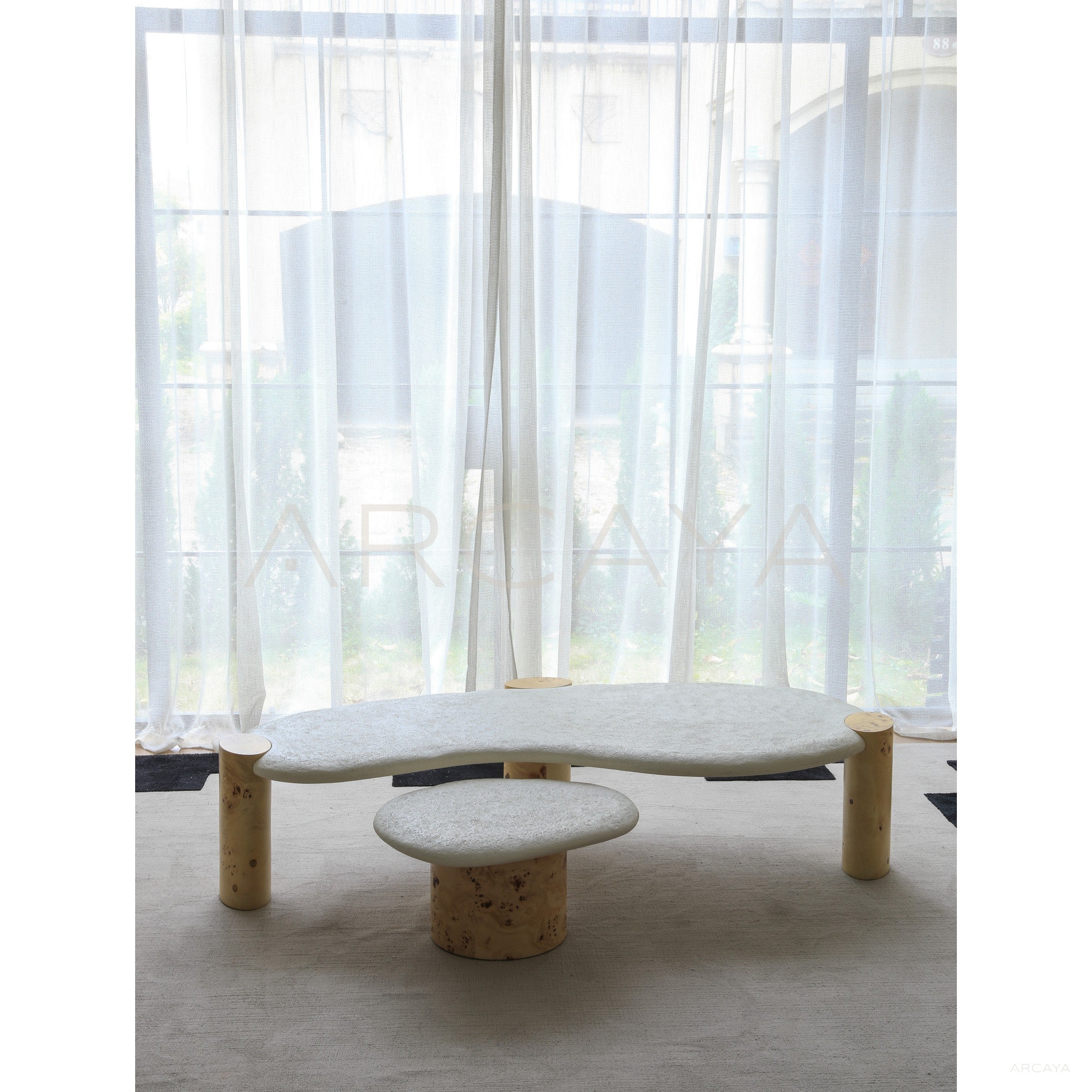 Organic Shape Stone Top Coffee Table - scene
