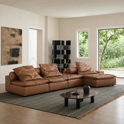 Elara Oak Straight Sofa - product view 01