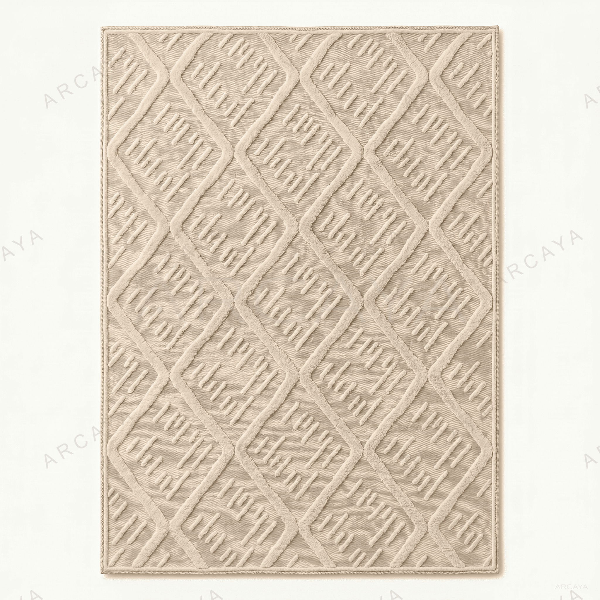Embossed Diamond Pattern Neutral Tone Rug