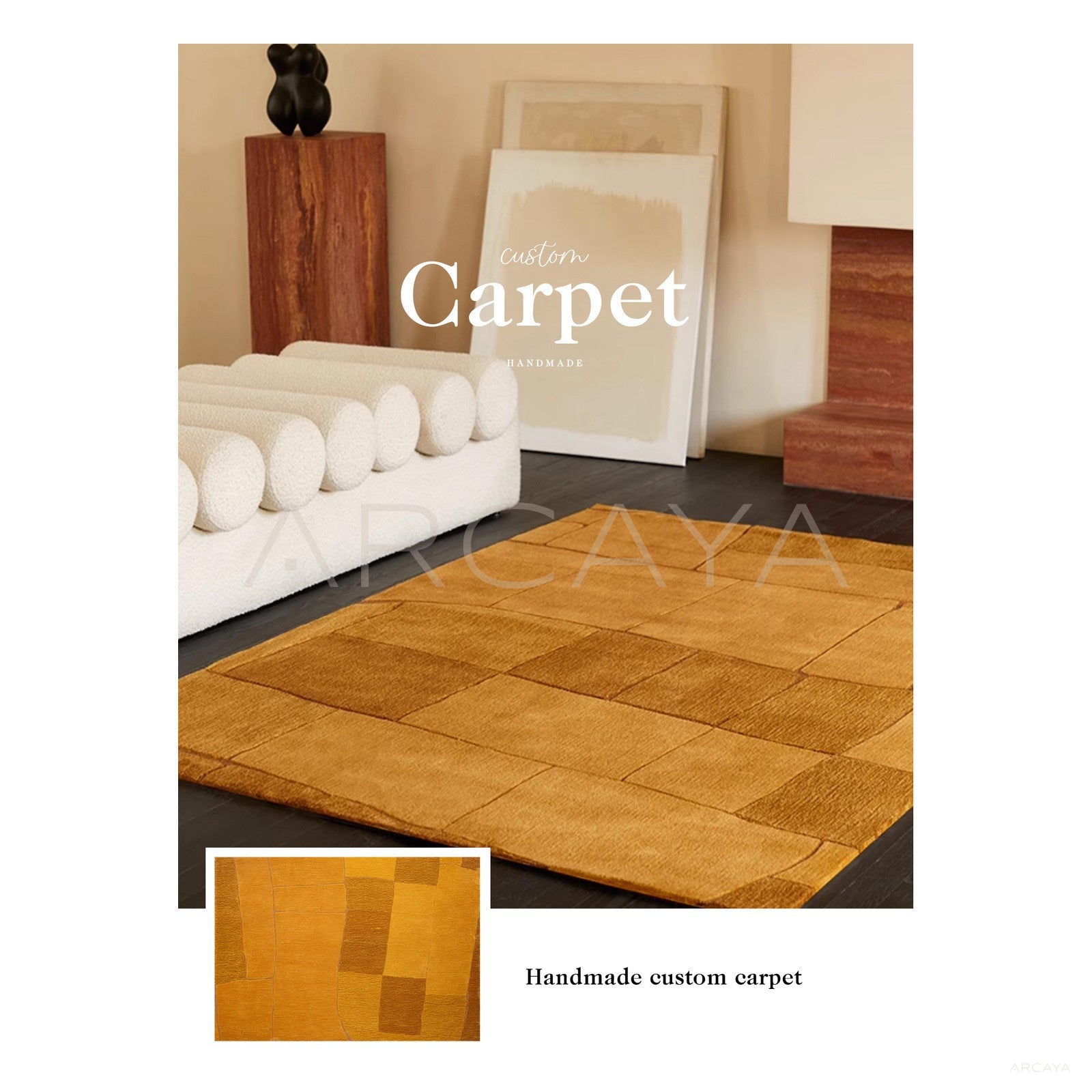 Mustard Block Texture Rug Dsm P027 F - scene