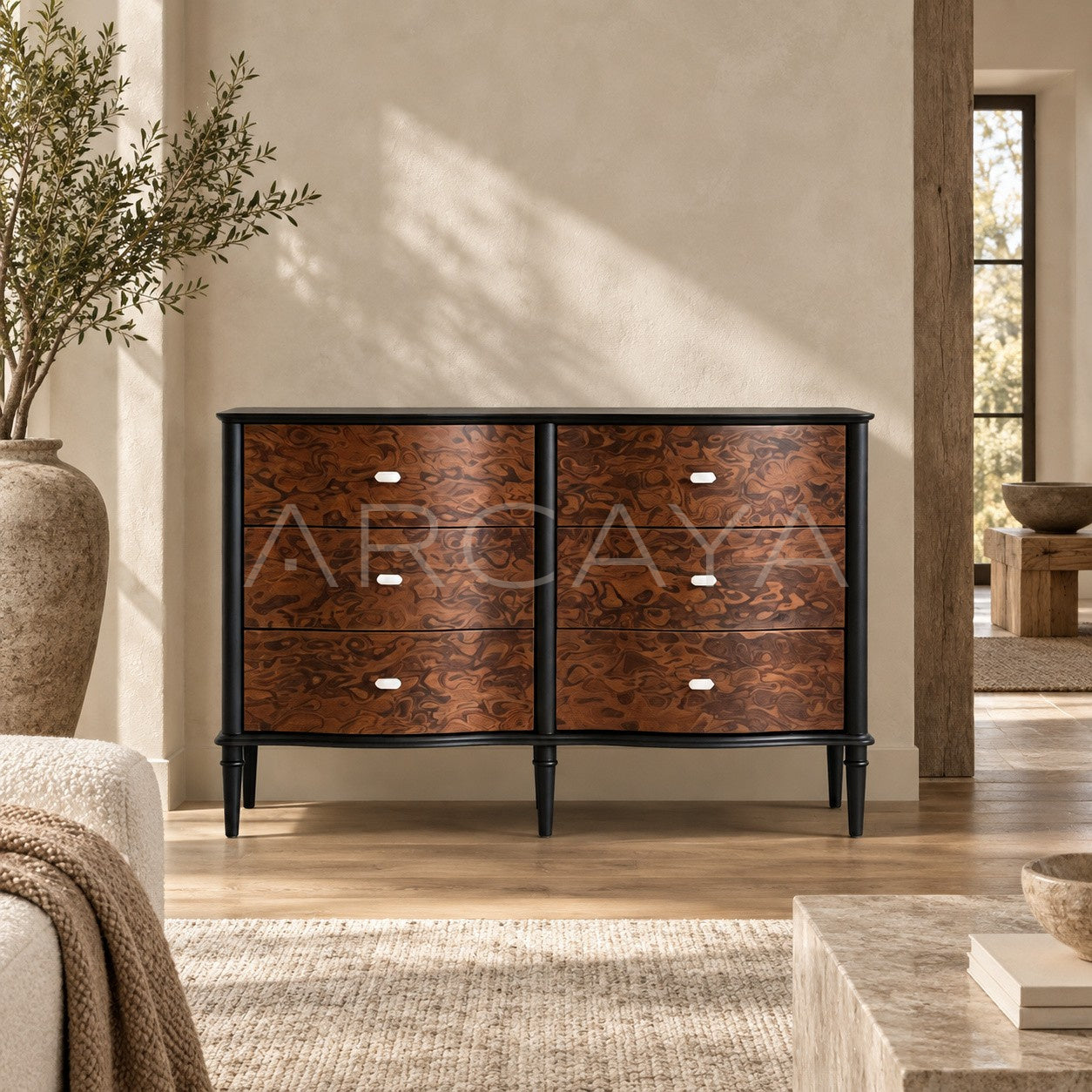 Burl Veneer Tide Cabinet - scene