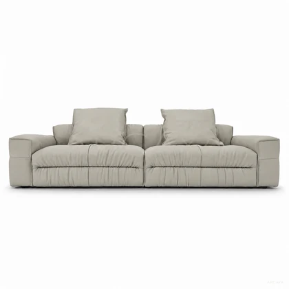 Isla Sand Straight Sofa - product view with realistic grounded contact shadow