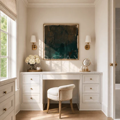 Deep Lagoon Wall Art — styled interior view 1