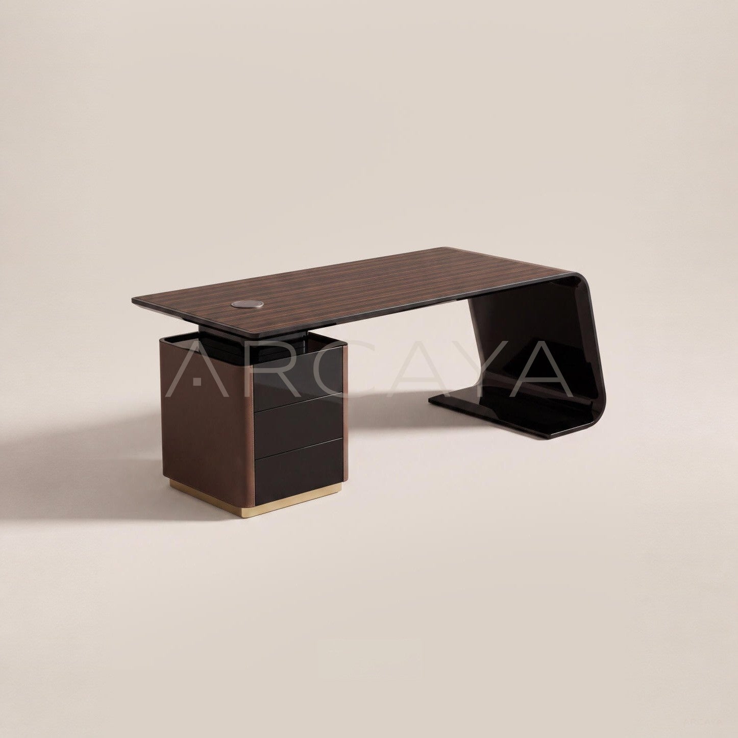 Italian Lacquered Curved Executive Desk - main
