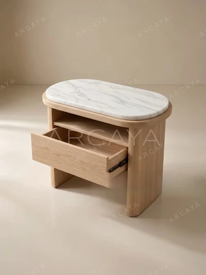 Marble Top Ash Nightstand — view 04