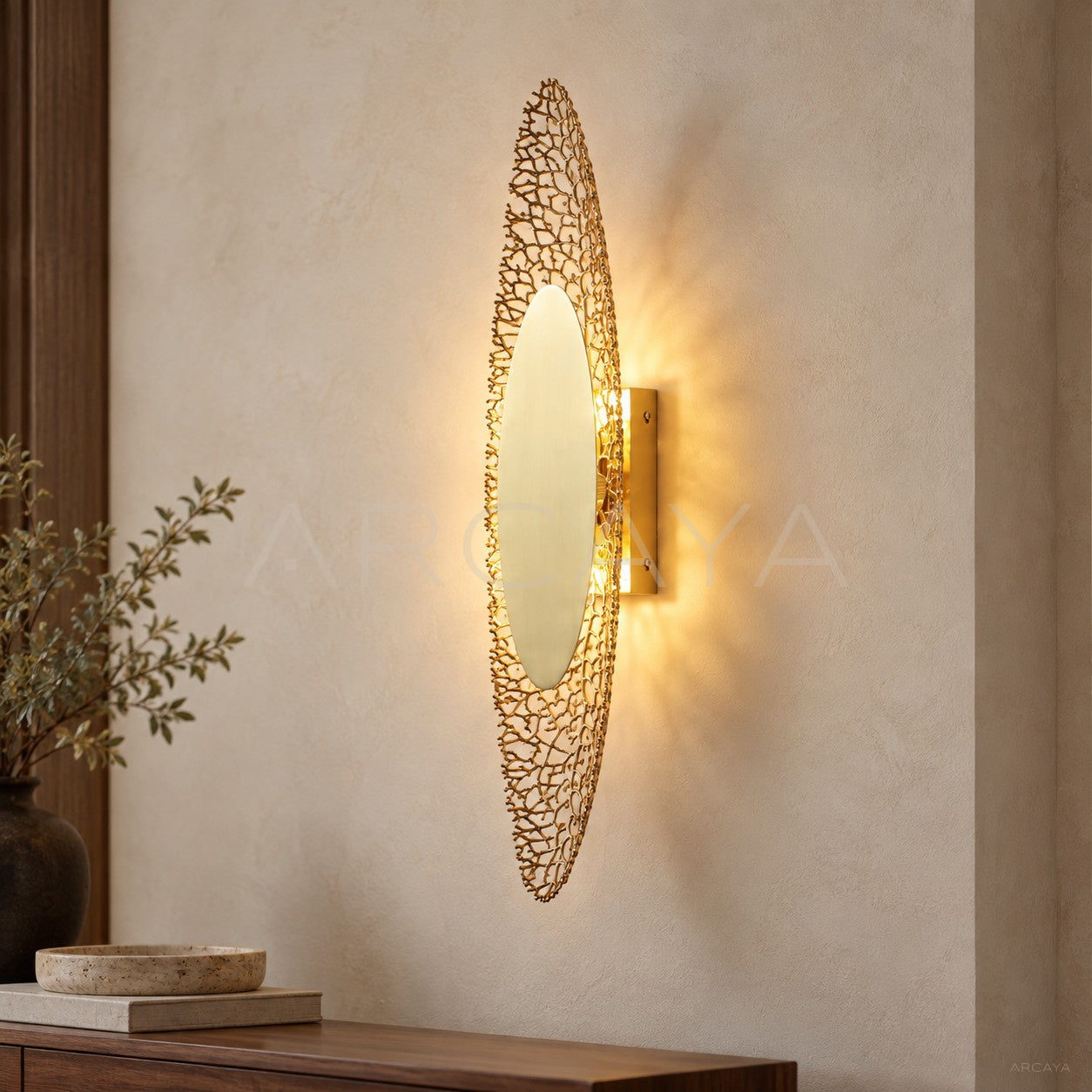 Gold Coral Lace Oval Wall Light 80561
