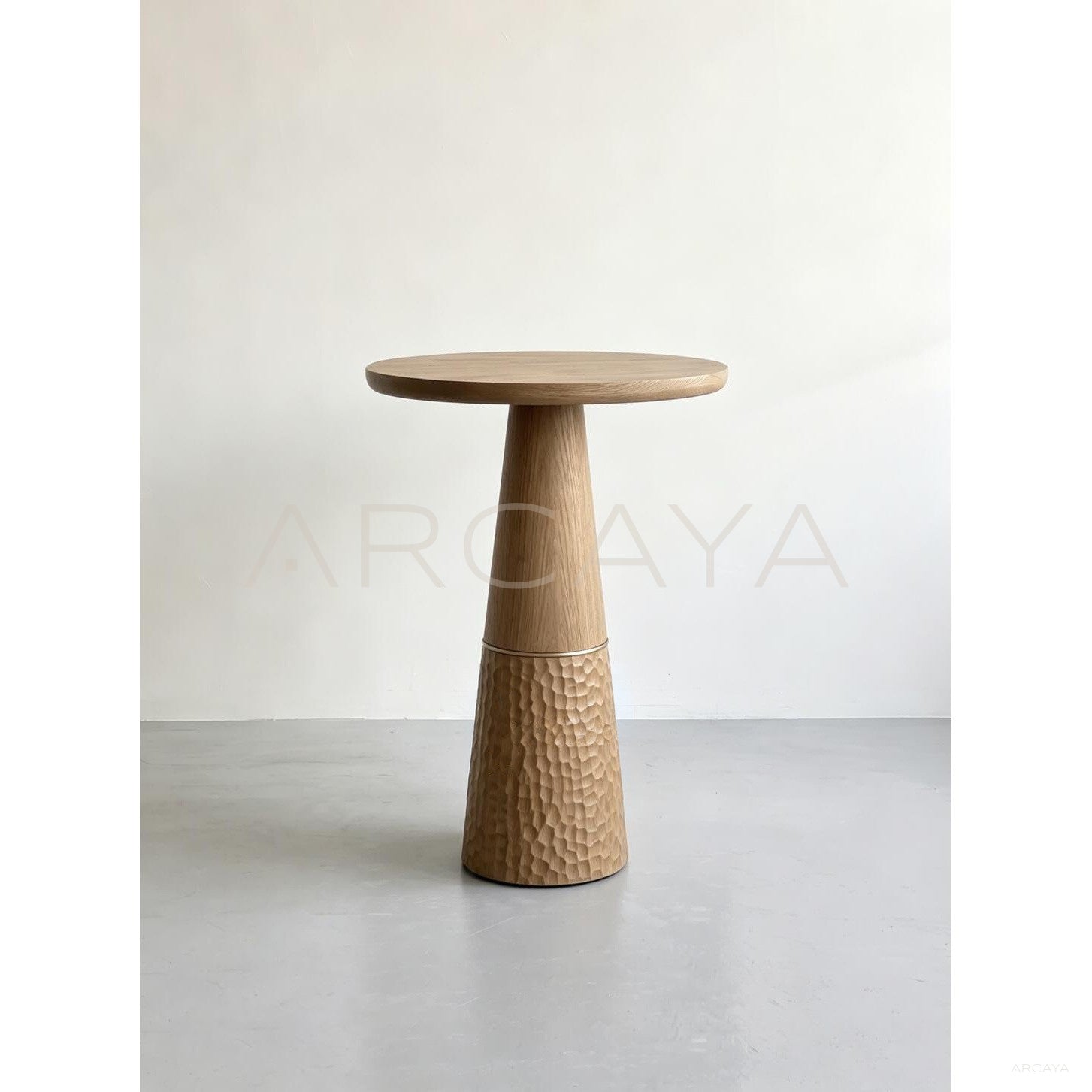 Ash Wood Hammered Side Table - scene