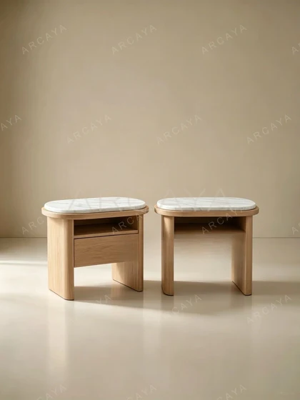 Marble Top Ash Nightstand — view 05
